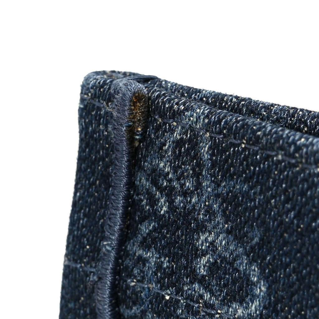 Christian Dior Denim Flowers Embroidered Medium Book Tote Blue