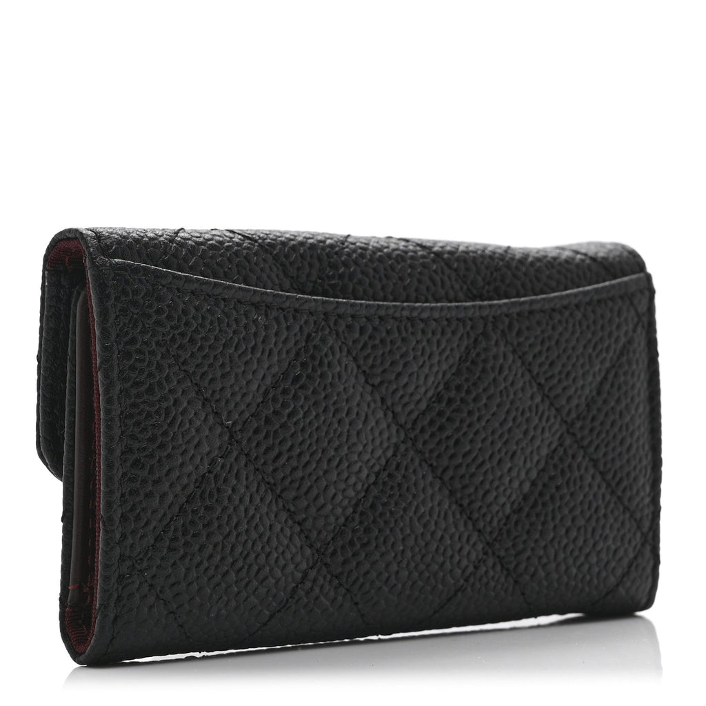 Caviar Quilted 6 Key Holder Black