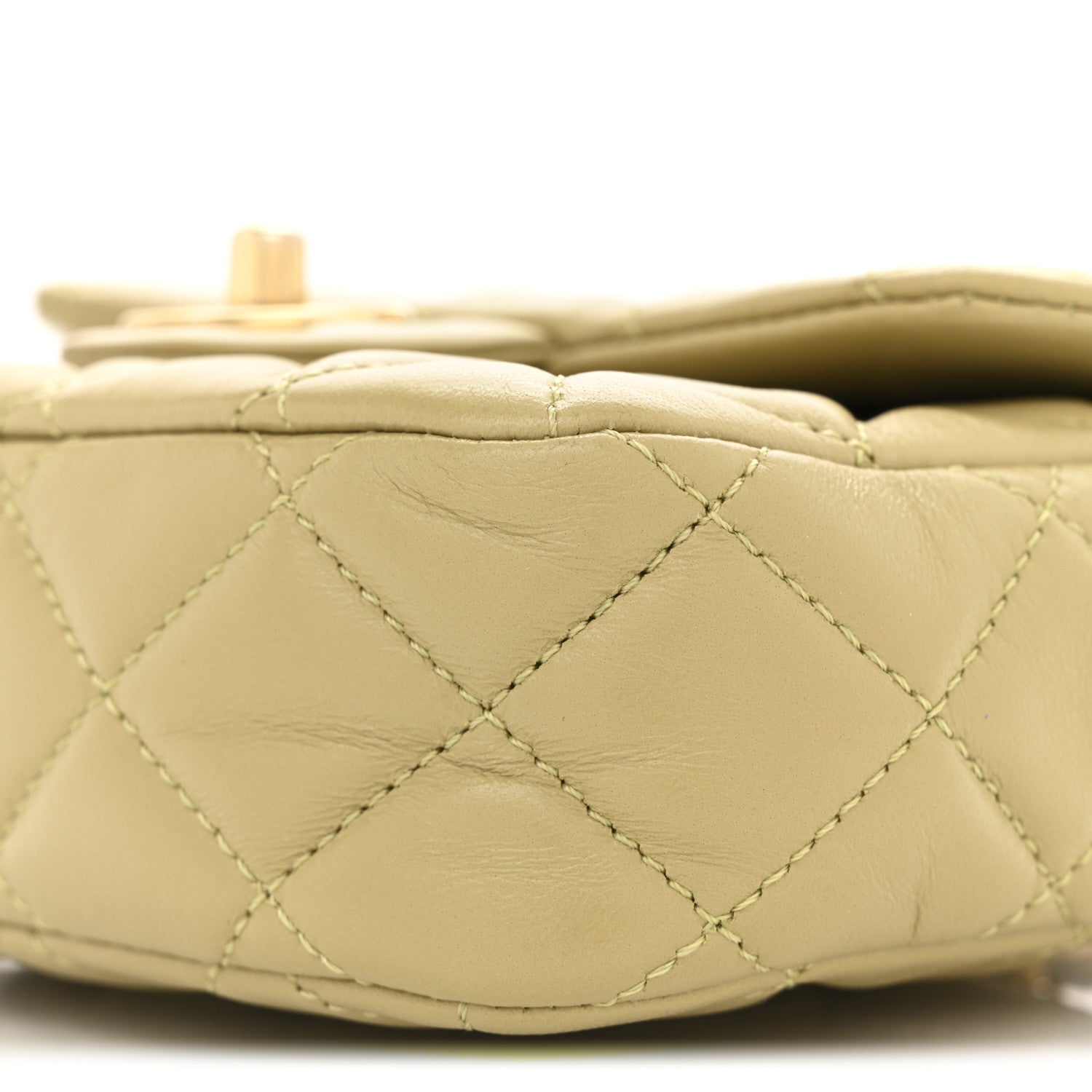 Chanel Lambskin Enamel Quilted Mini Coco Hearts Square Flap Light Green