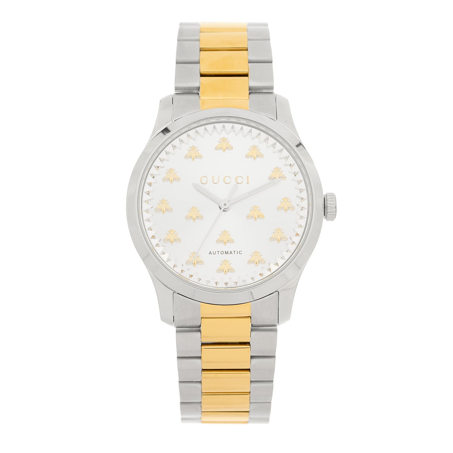 Gucci Stainless Steel 38mm G-Timeless Two Tone Bee Automatic Watch Silver