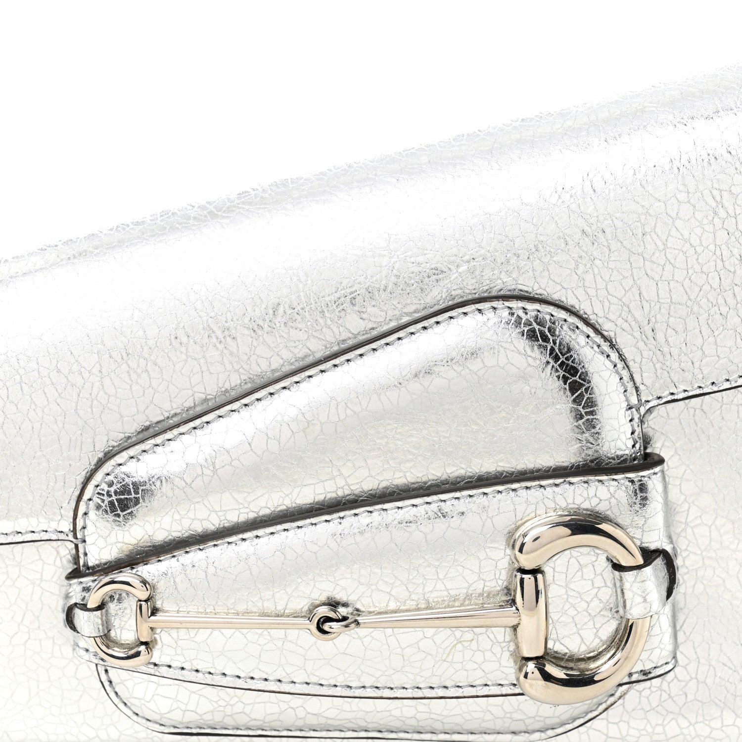 Gucci Metallic Demetra Small Horsebit 1955 Asymmetric Shoulder Bag Silver