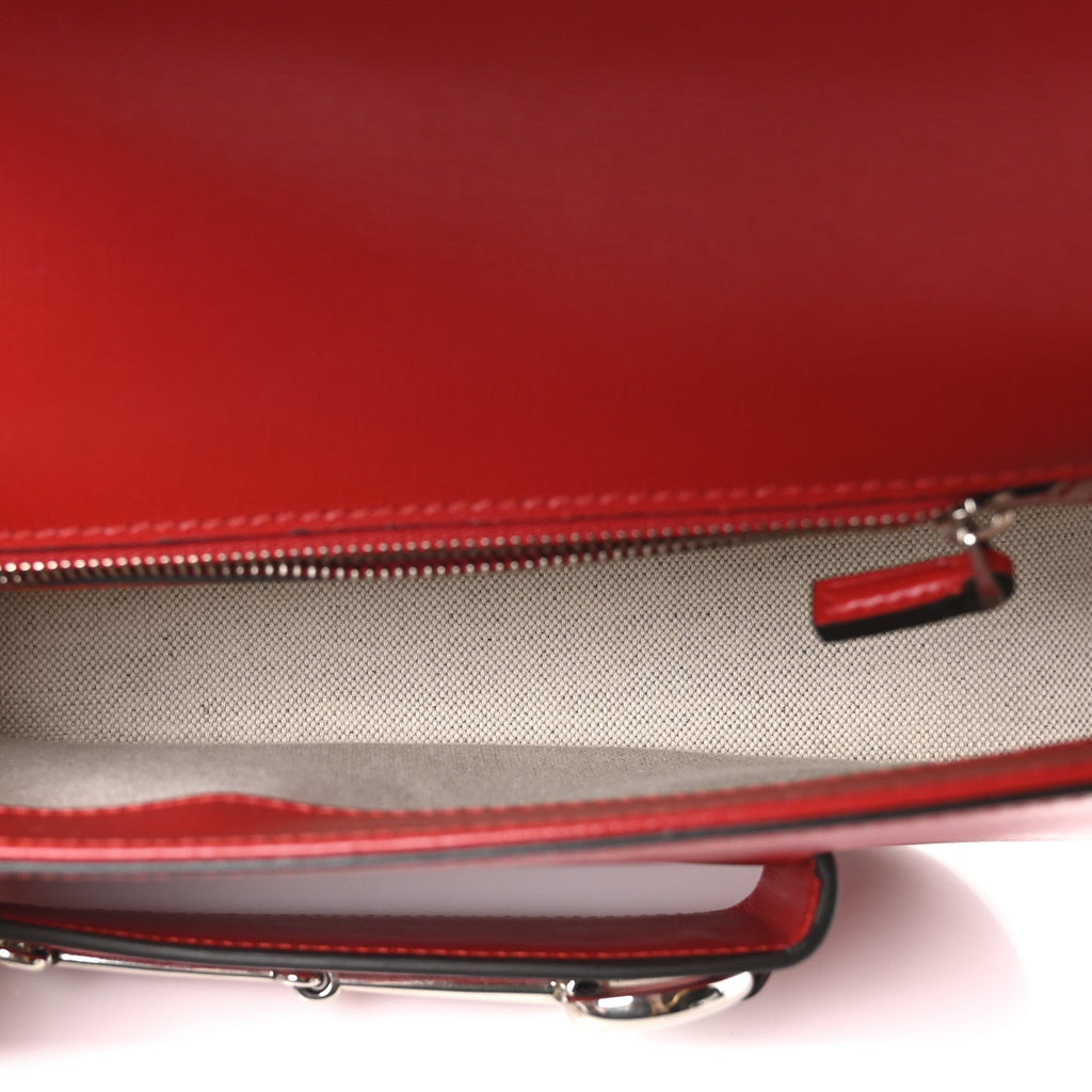 Gucci Demetra Small Horsebit 1955 Asymmetric Shoulder Bag New Cherry Red