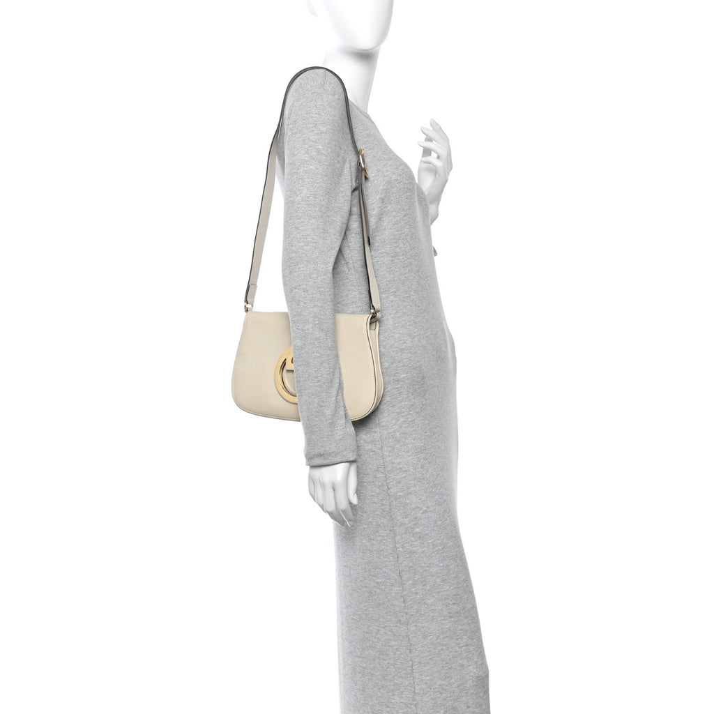 Gucci Roxy Calfskin Blondie Chain Shoulder Flap Bag Mystic White
