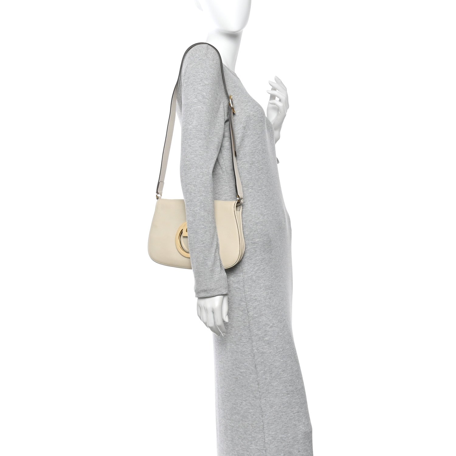 Gucci Roxy Calfskin Blondie Chain Shoulder Flap Bag Mystic White