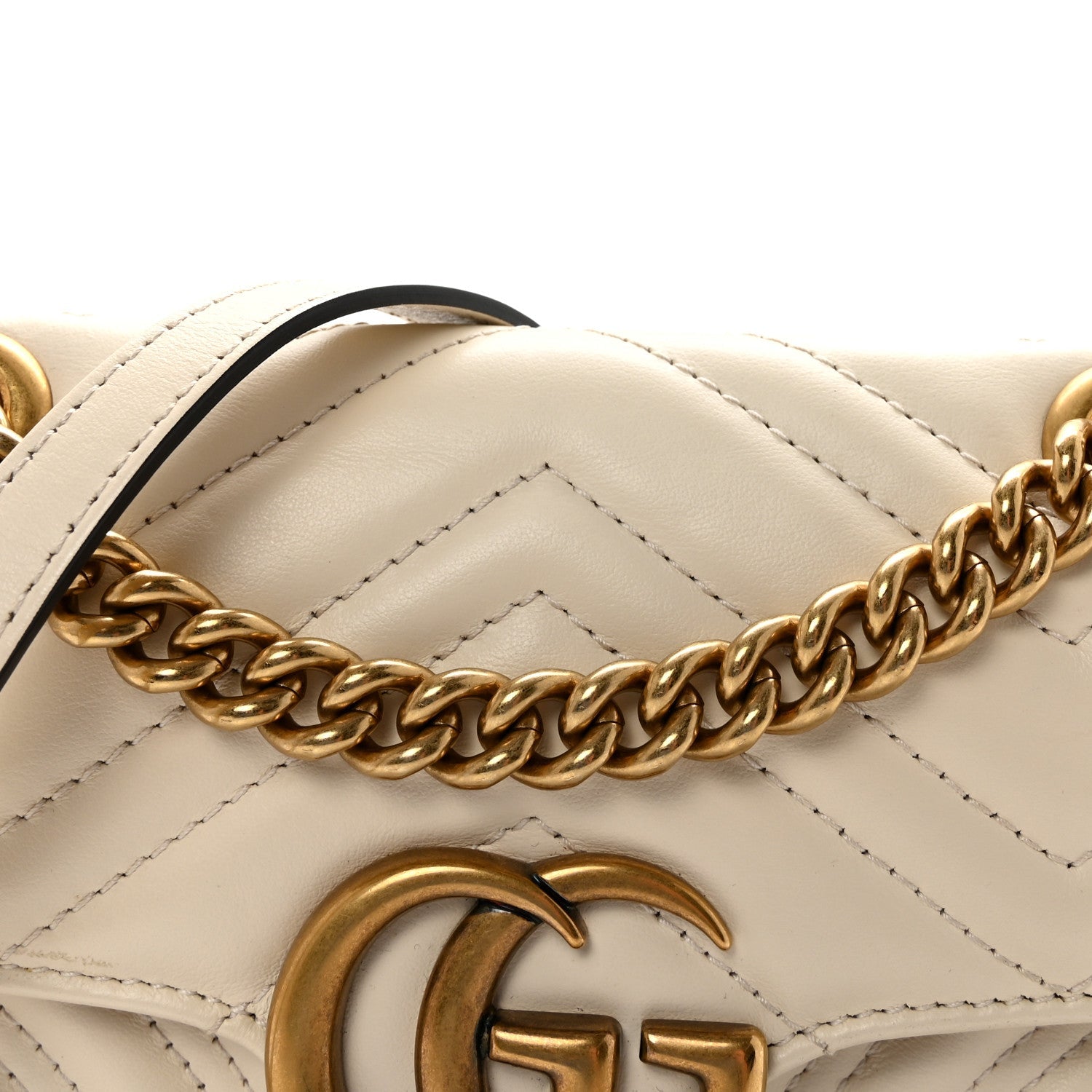 Gucci Calfskin Matelasse Mini GG Marmont Shoulder Bag White