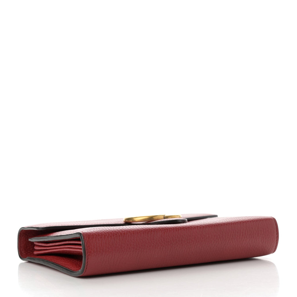 Gucci Calfskin GG Marmont Chain Wallet Vulcanic Red