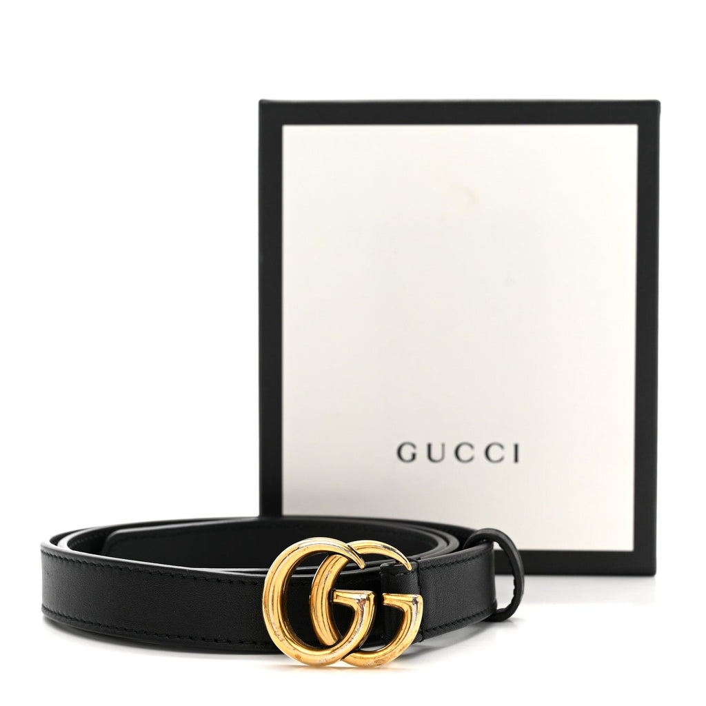 Gucci Calfskin Double G 20mm Belt 80 32 Black