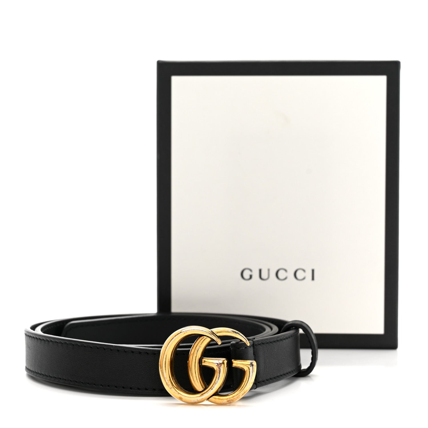 Gucci Calfskin Double G 20mm Belt 80 32 Black