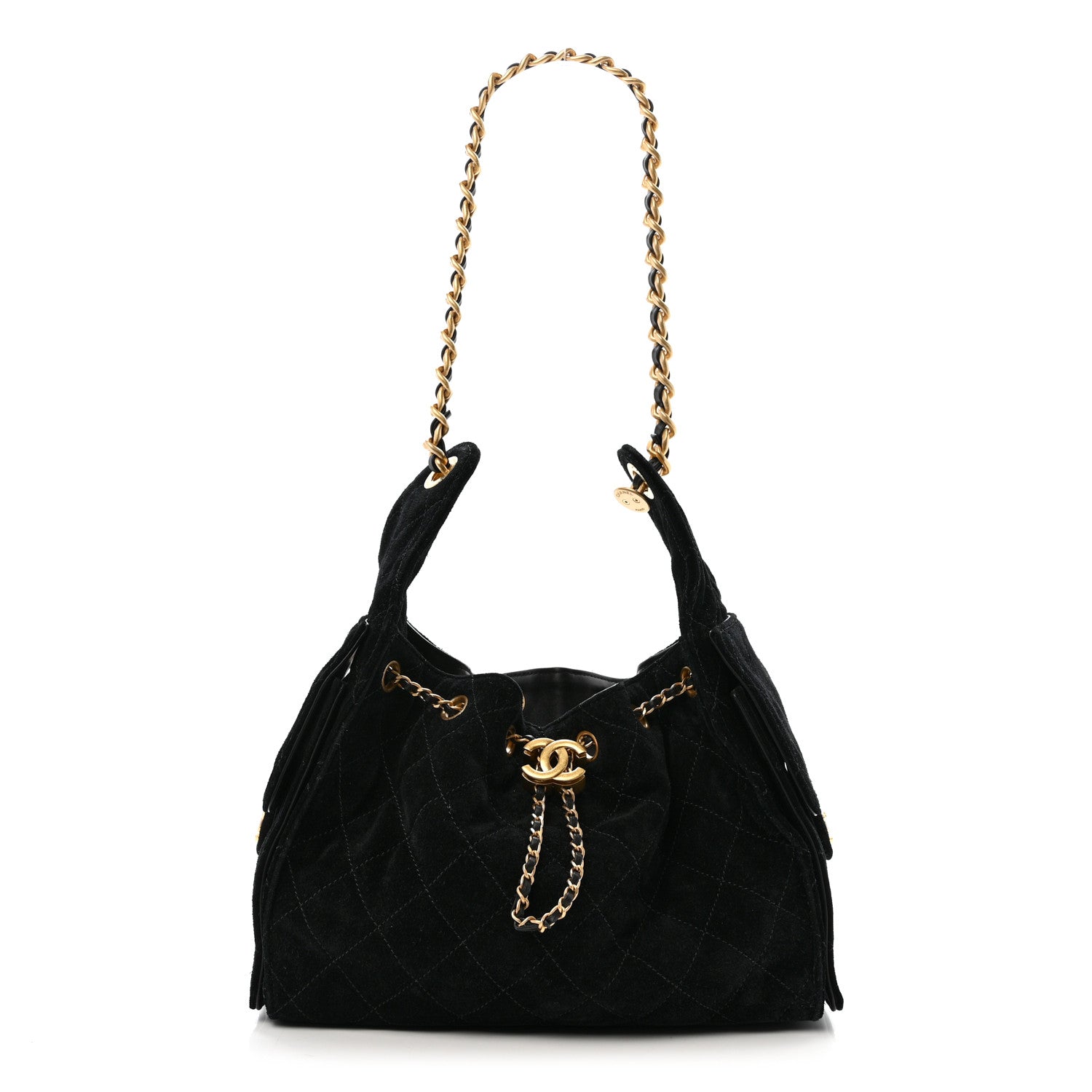 Chanel Suede Quilted Small Chanel 25 Handbag Black