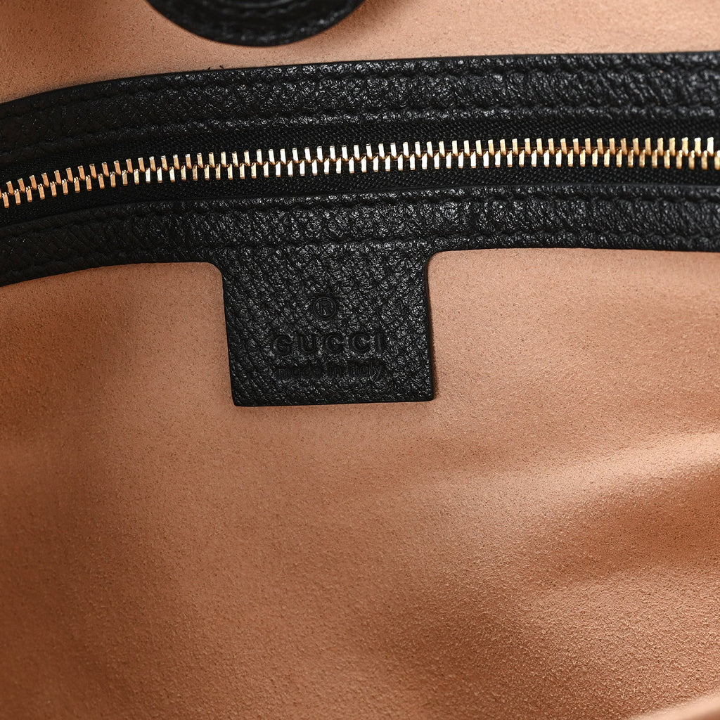 Gucci Textured Calfskin Web Medium Ophidia Shopping Tote Black
