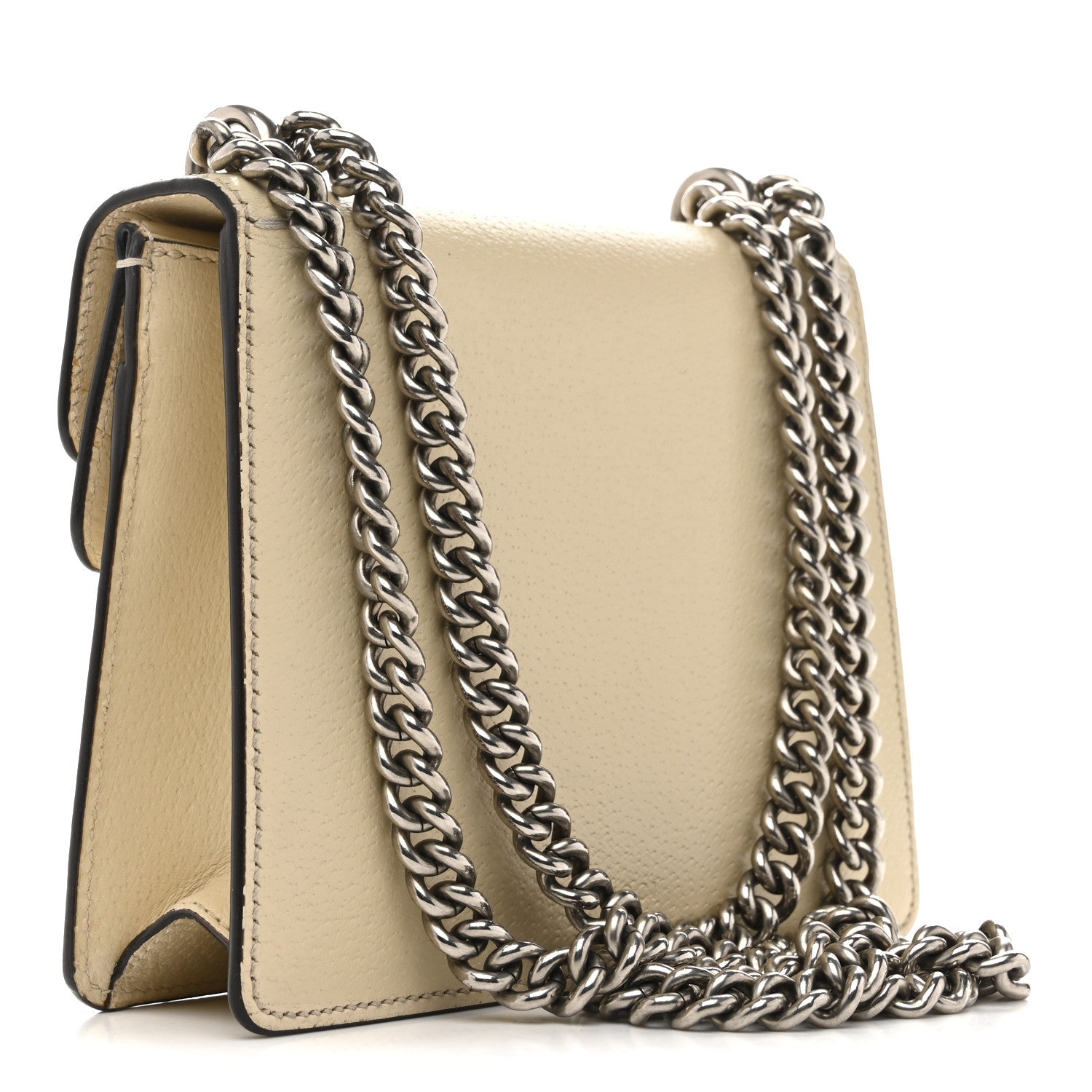 Gucci Textured Calfskin Crystal Mini Dionysus Shoulder Bag Mystic White