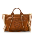 Chanel Lambskin Shearling Medium Deauville Tote Brown