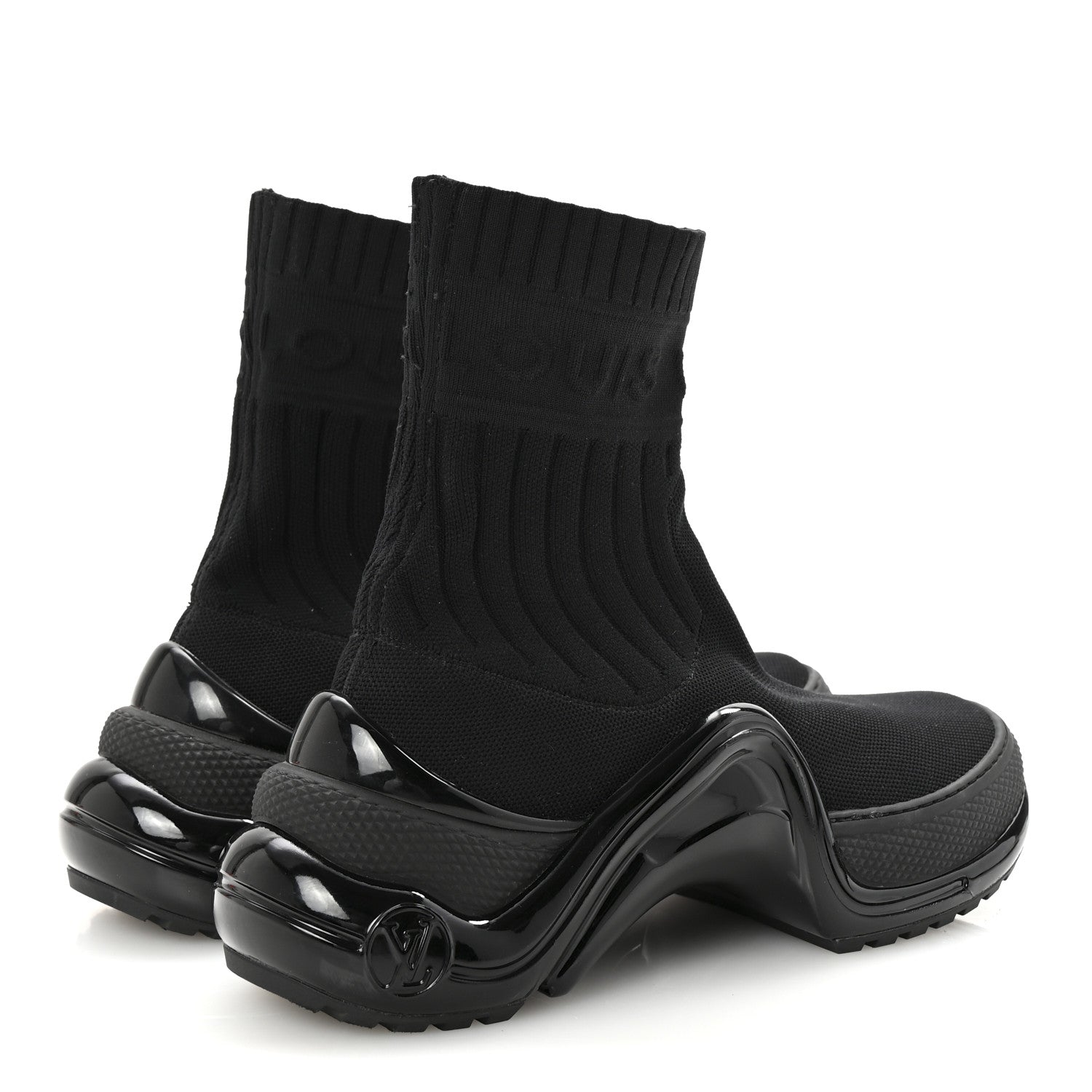 Louis Vuitton Stretch Textile Patent LV Archlight Sneaker Boots 35 Black