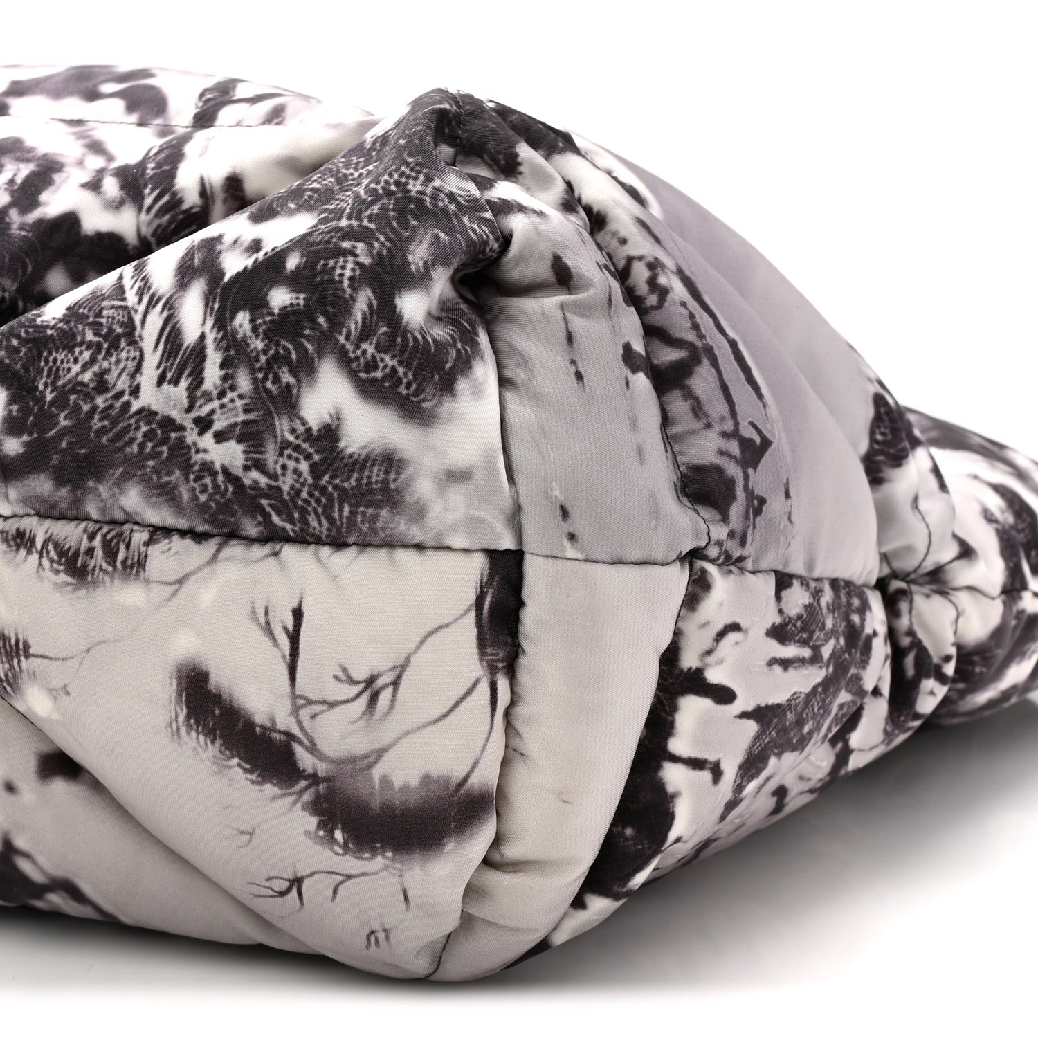 Prada Re-Nylon Padded Printed Medium Tote Bag Black White