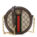 Gucci GG Supreme Monogram Web Mini Ophidia Round Shoulder Bag Brown