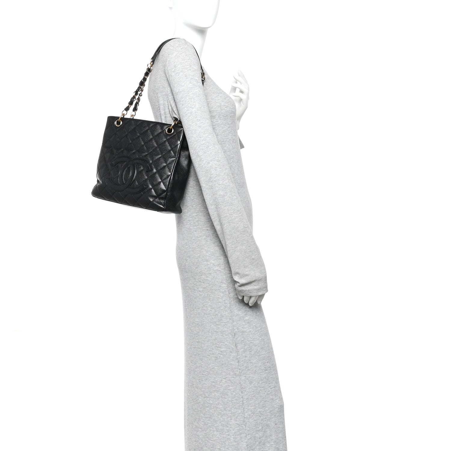 Chanel Caviar Quilted Petit Shopping Tote PST Black