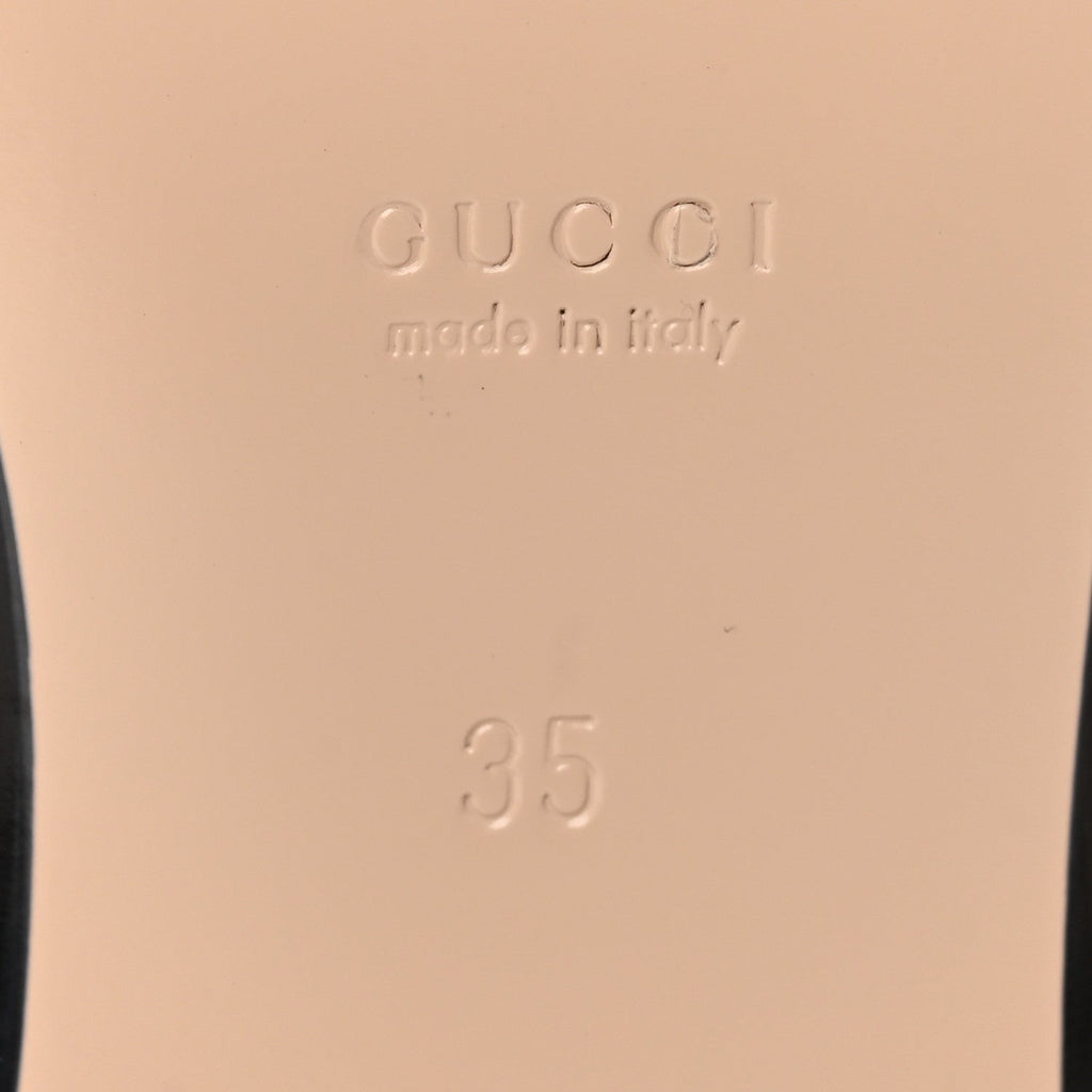 Gucci Monogram Jumbo GG Malaga Kid Womens Princetown Slippers 35 Camel Ebony New Acero Beige