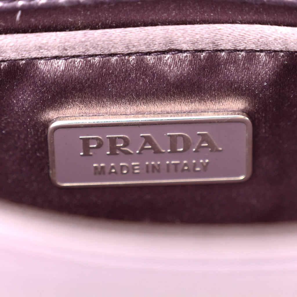 Prada Satin Raso Crystal Embellished Clutch Mirtillo