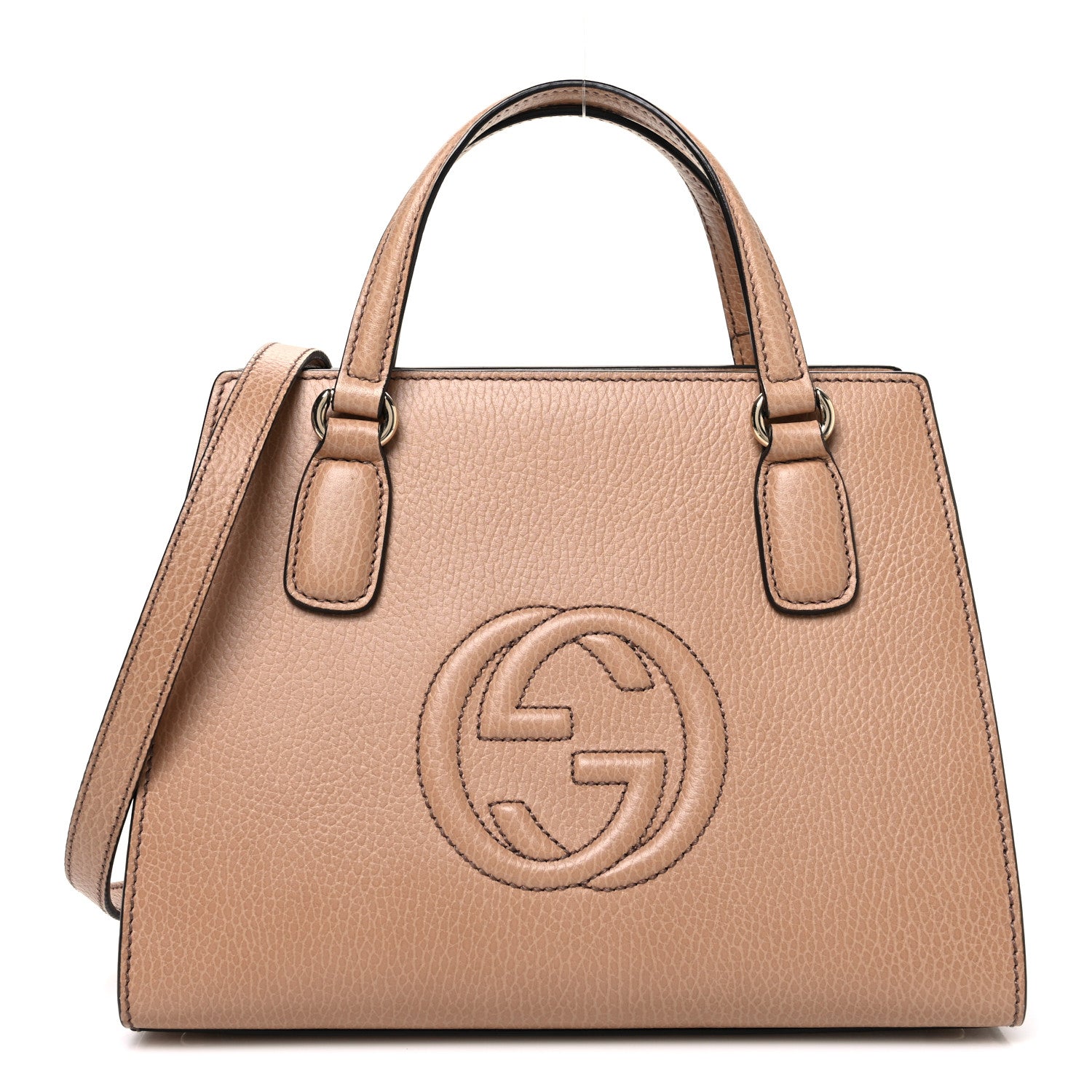 Gucci Dollar Calfskin Medium Soho Top Handle Satchel Camelia