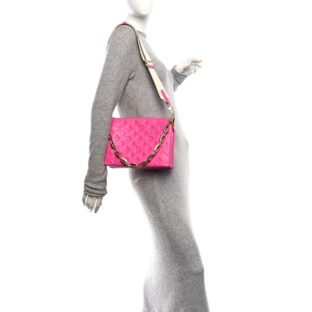 Louis Vuitton Lambskin Embossed Monogram Coussin PM Rose Miami