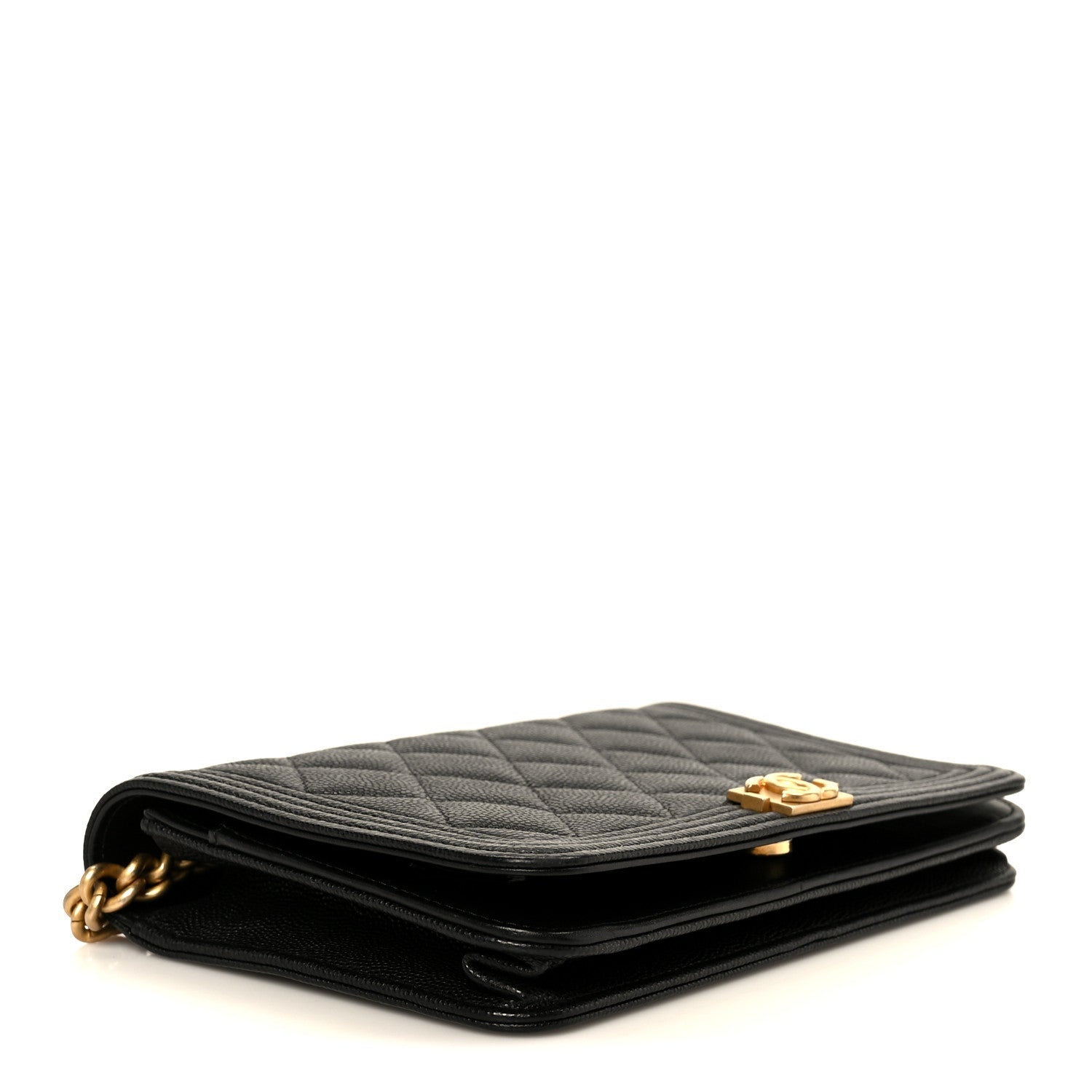 Chanel Caviar Quilted Boy Wallet On Chain WOC Black