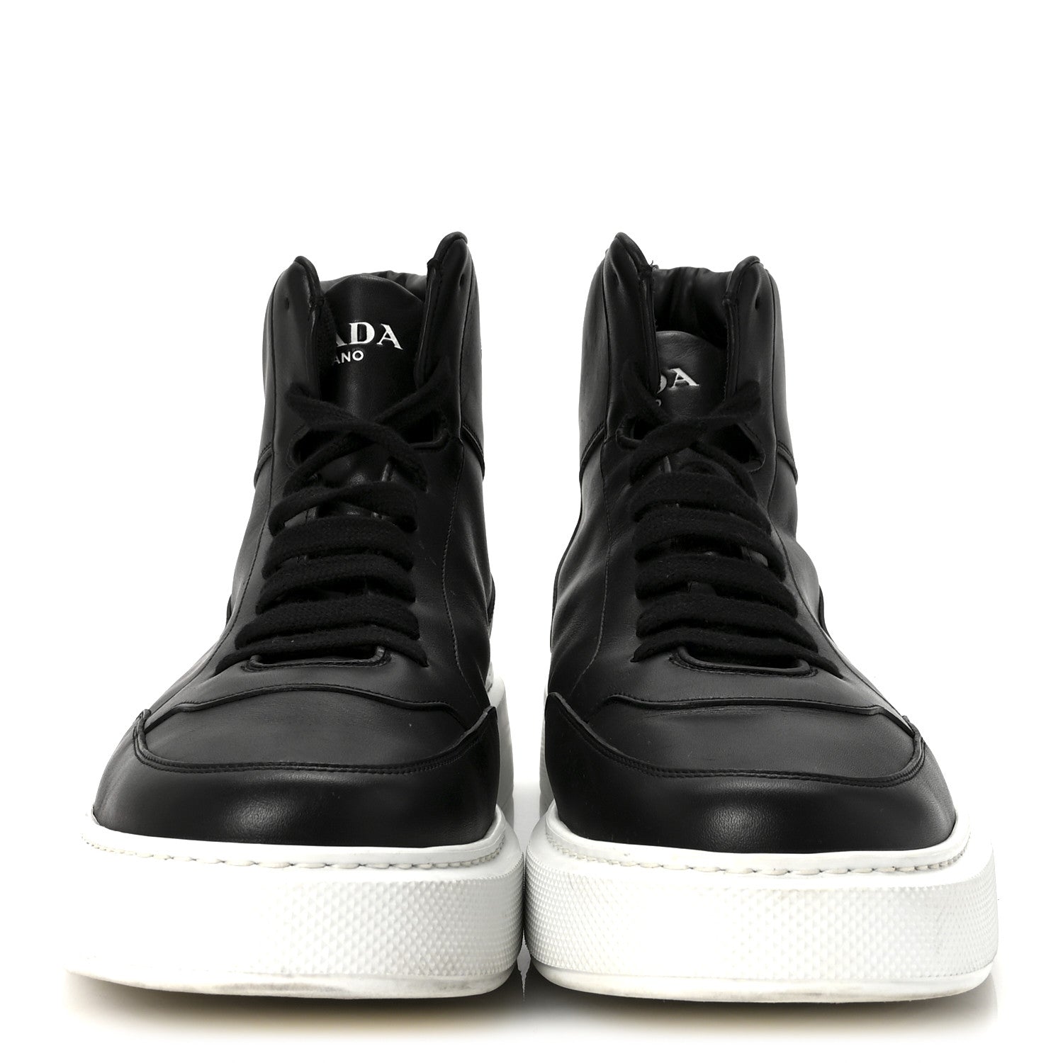 Prada Vitello Soft Uomo Mens High Top Sneakers 12 Black