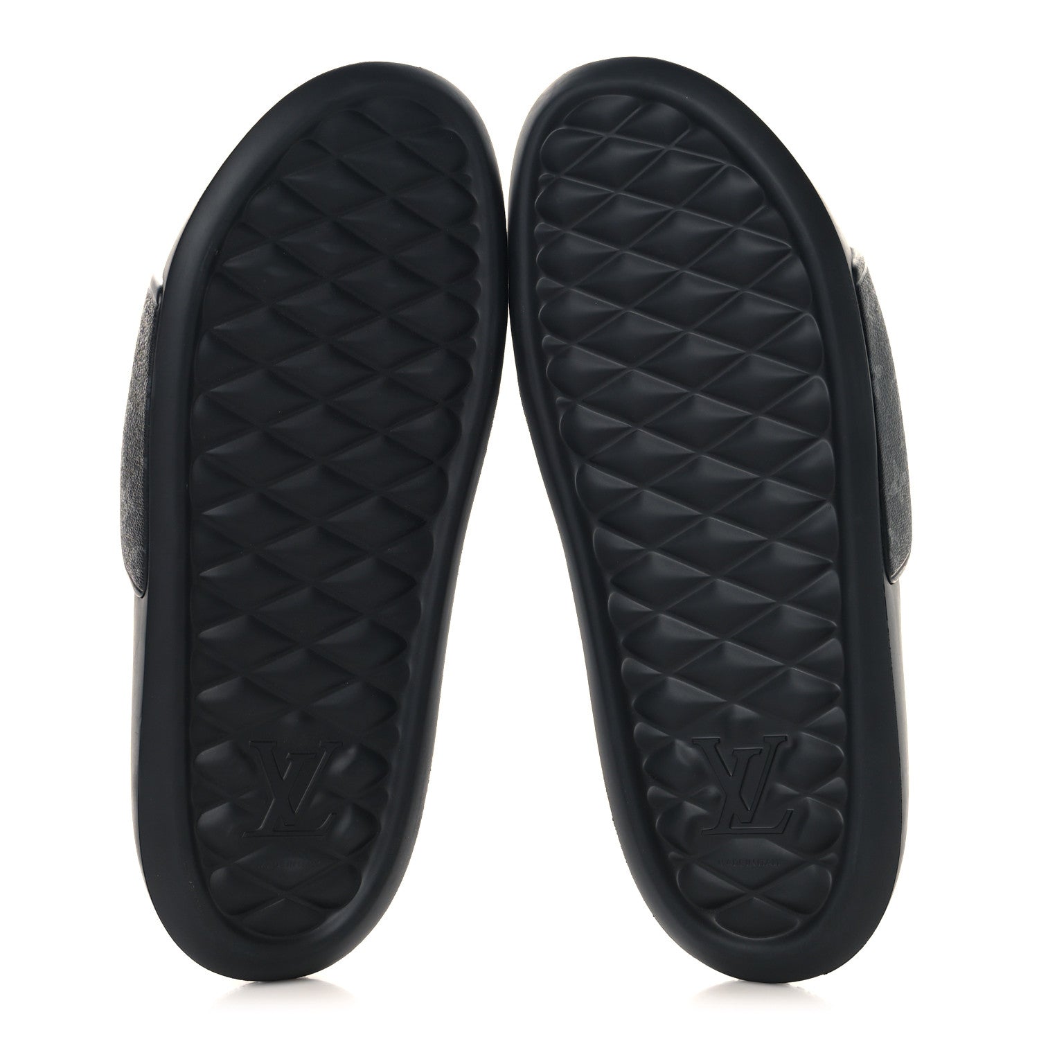 Louis Vuitton Rubber Monogram Eclipse Mens Waterfront Mules 12 Black