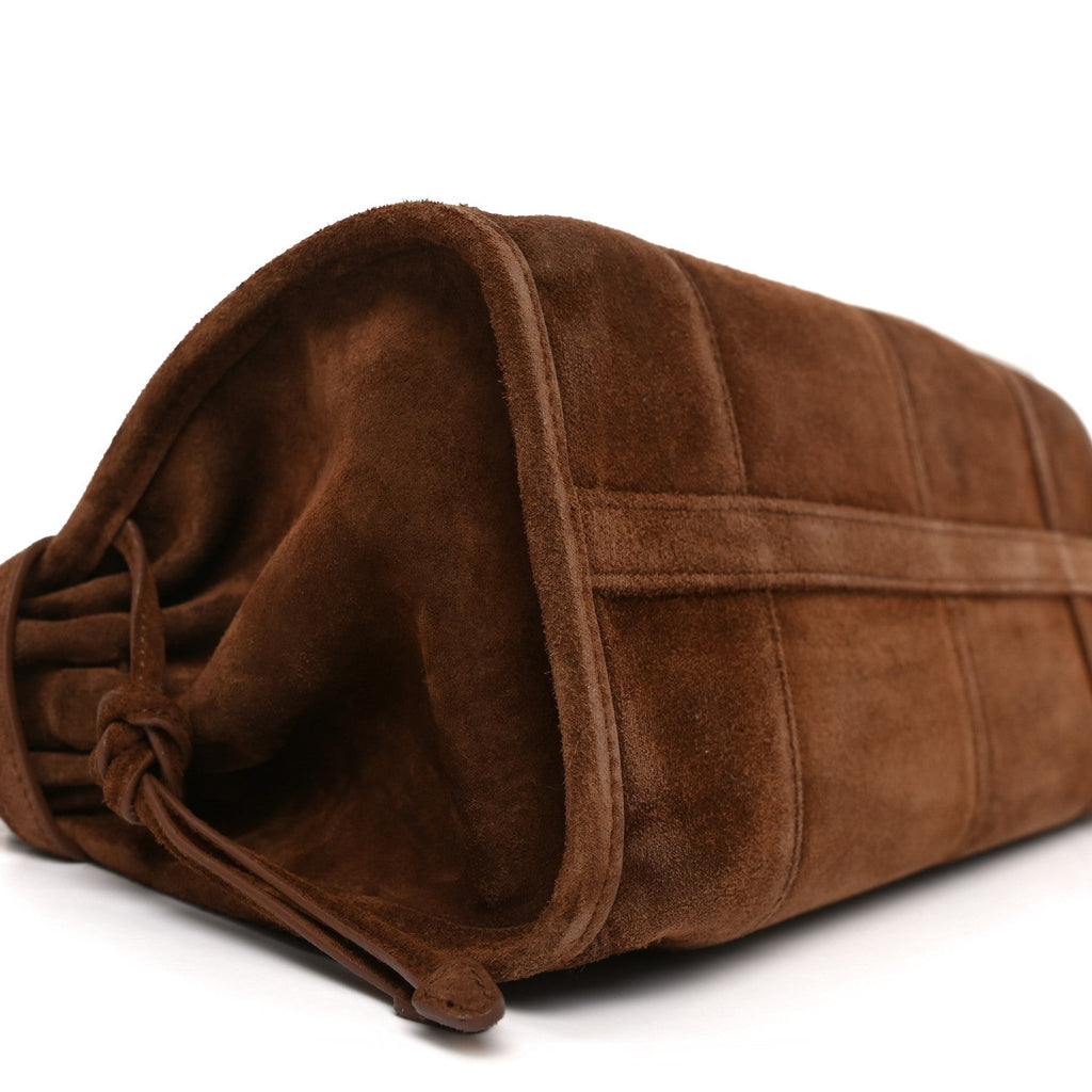Prada Suede Triangle Medium Bonnie Shoulder Bag Cacao