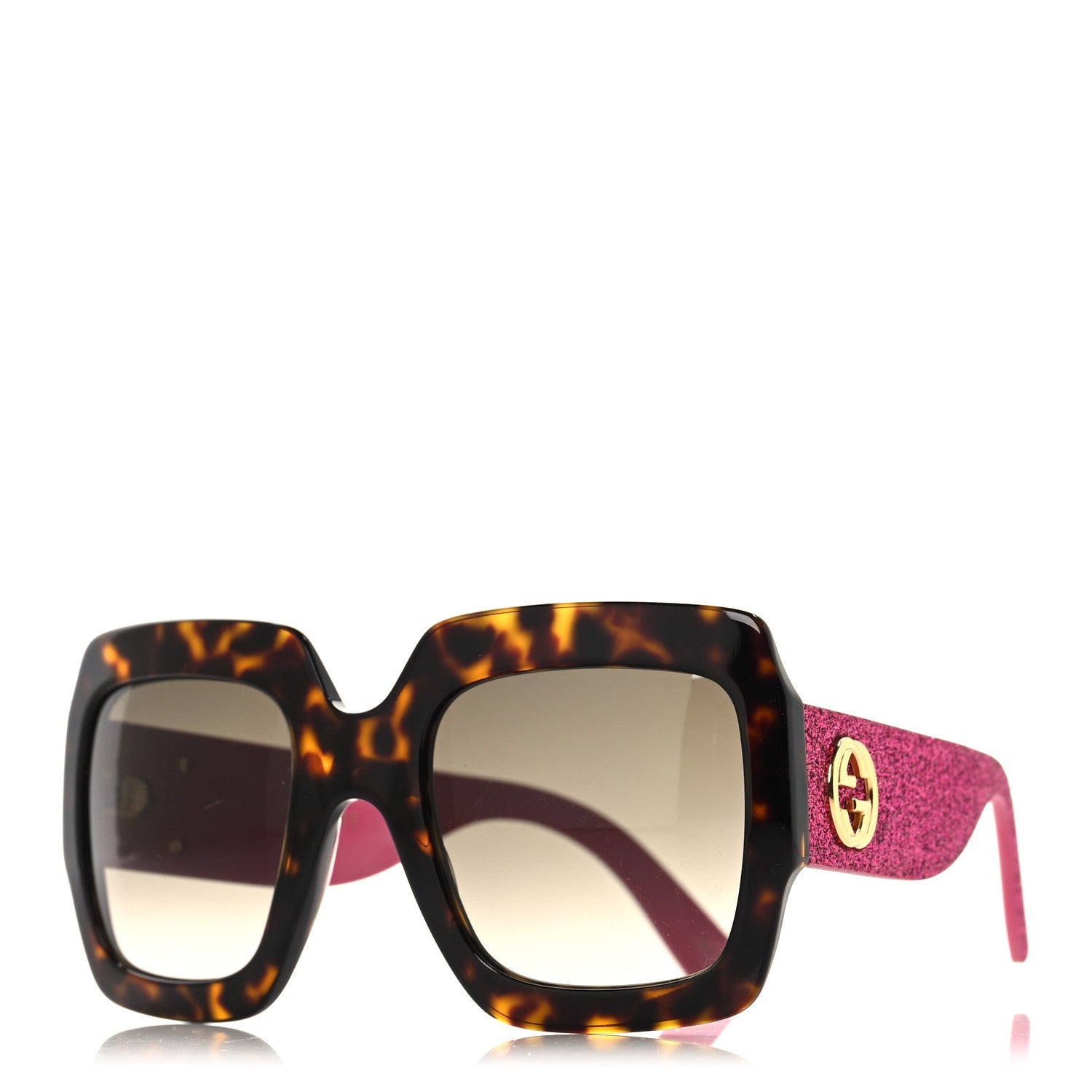 Gucci Square Frame GG0102S Sunglasses Glitter Pink Multi