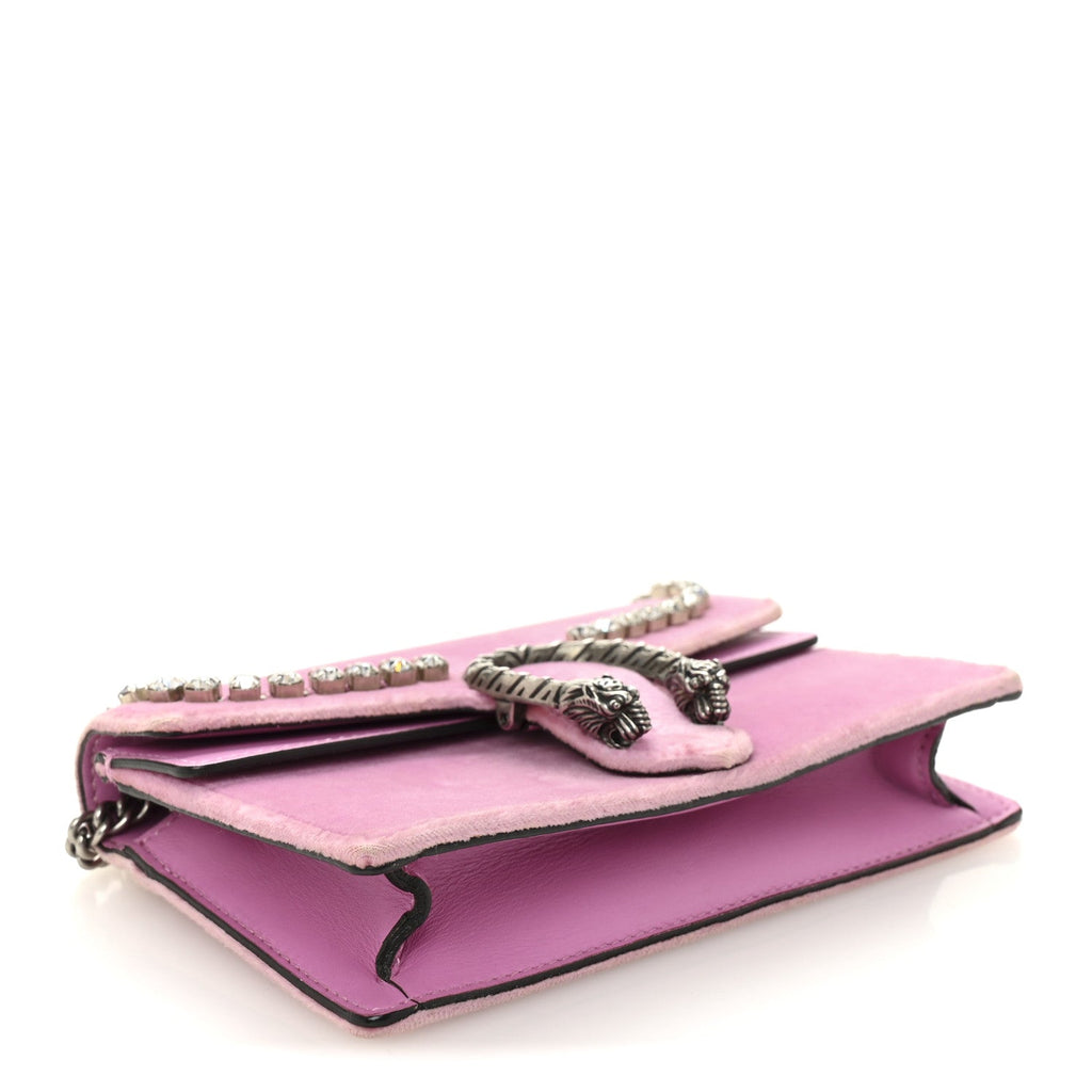 Gucci Velvet Crystal Super Mini Dionysus Shoulder Bag Malva