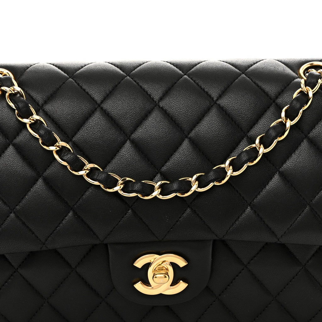 Chanel Lambskin Quilted Medium Double Flap Black