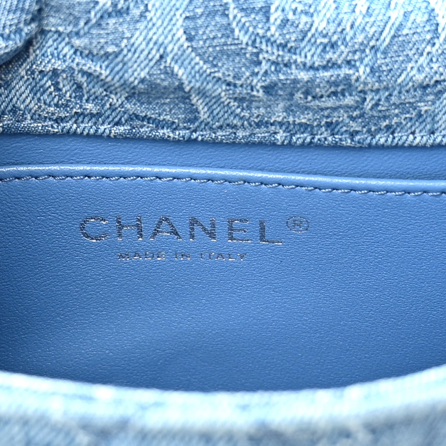 Chanel Denim Quilted Camellia Sweetheart Mini Rectangular Flap Blue
