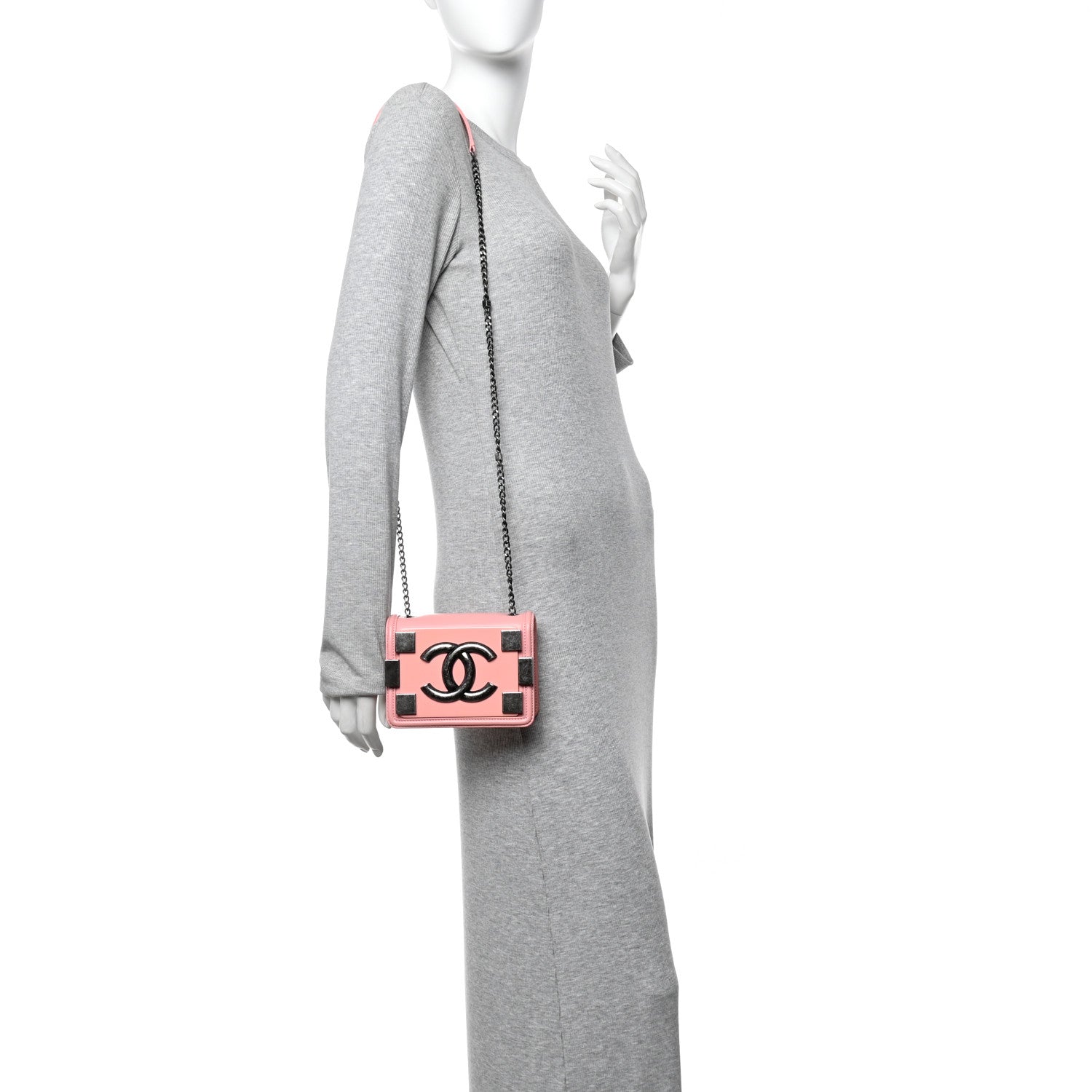 Chanel Lambskin Plexiglass Boy Brick Flap Pink