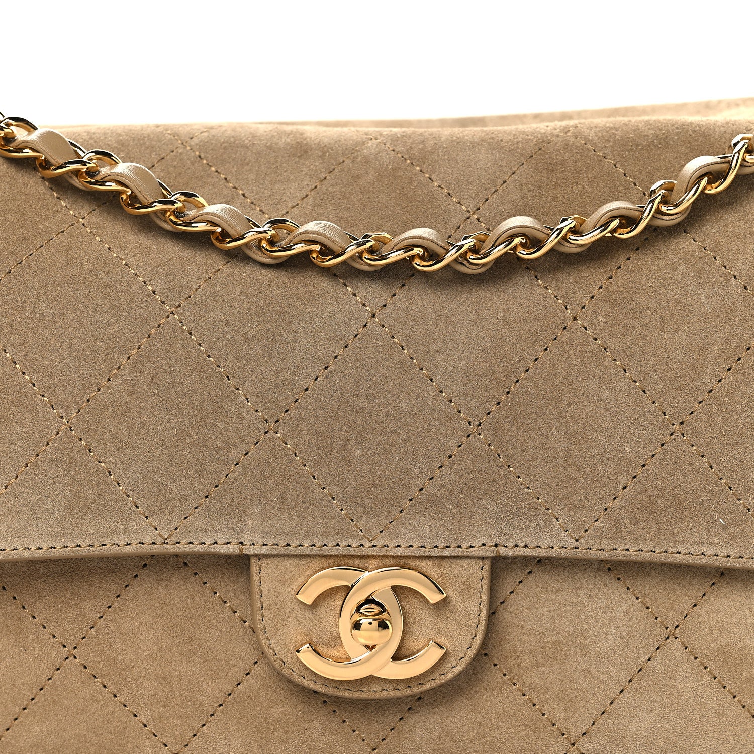 Chanel Suede Calfskin Small Souplissimo Maxi Flap Dark Beige