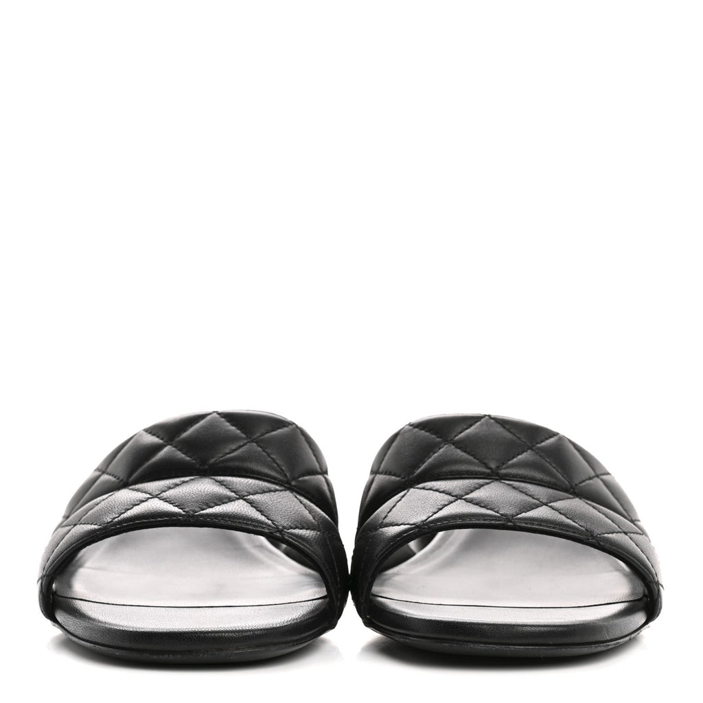 Lambskin Quilted Mules 40 Black