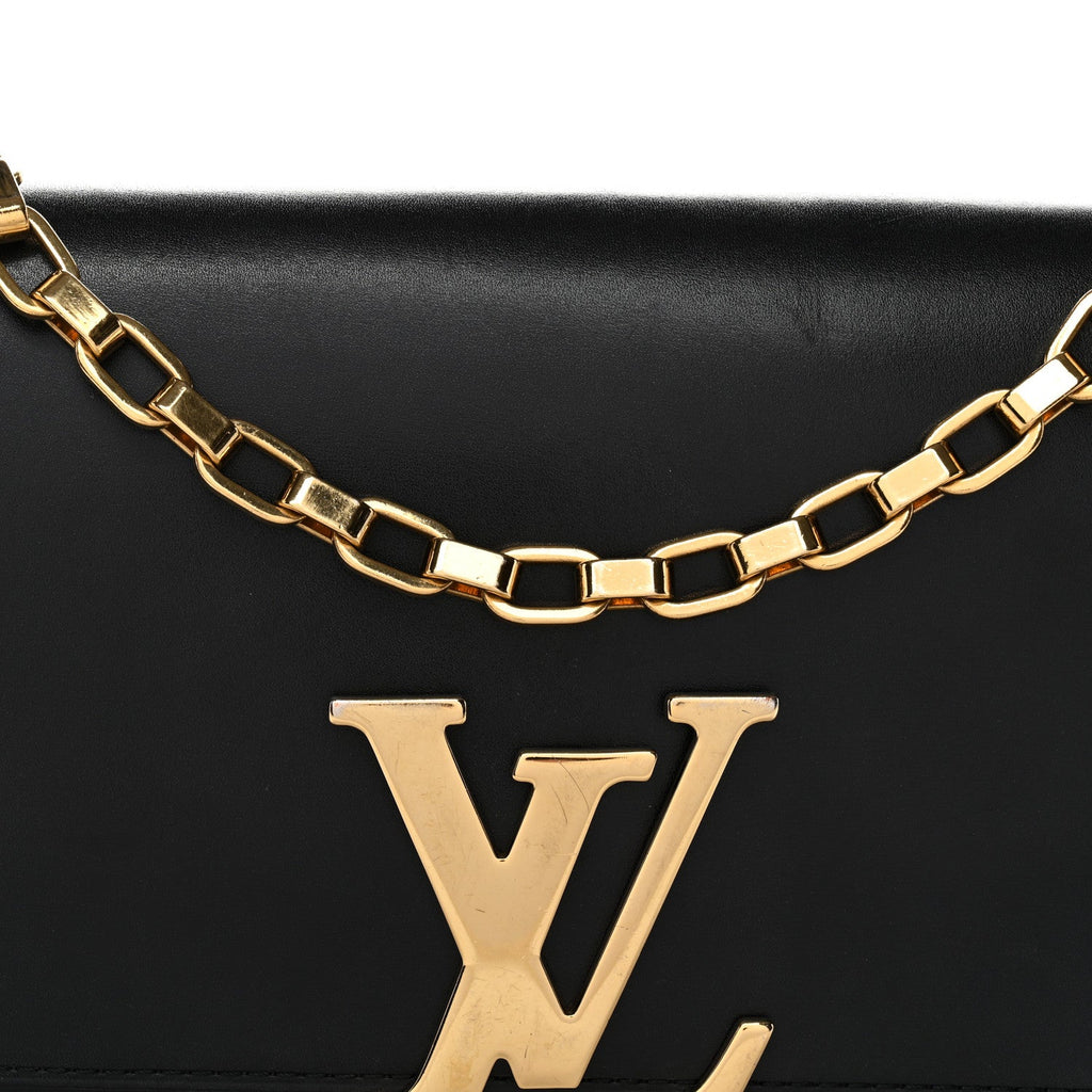 Louis Vuitton Calfskin Chain Louise MM Black