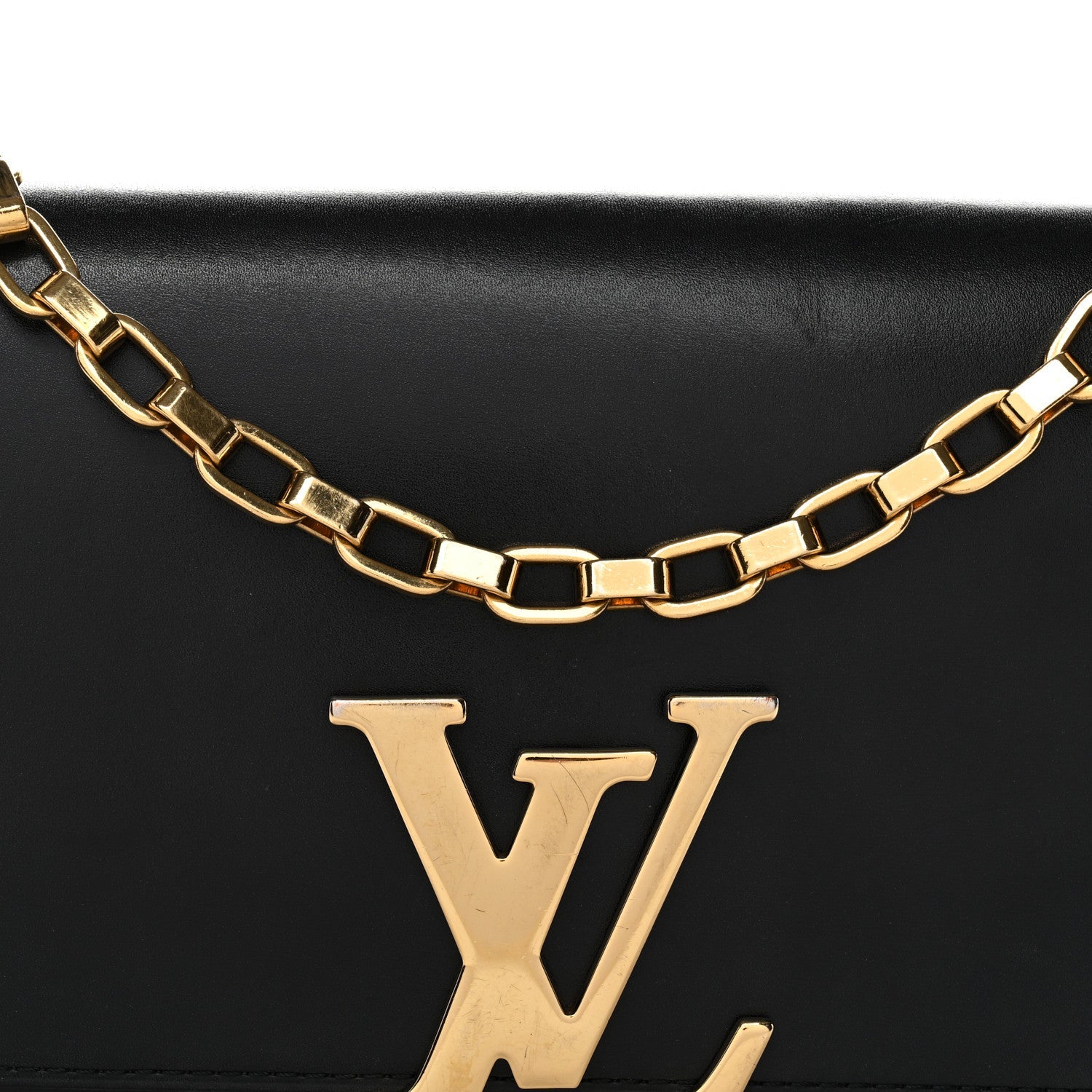 Louis Vuitton Calfskin Chain Louise MM Black
