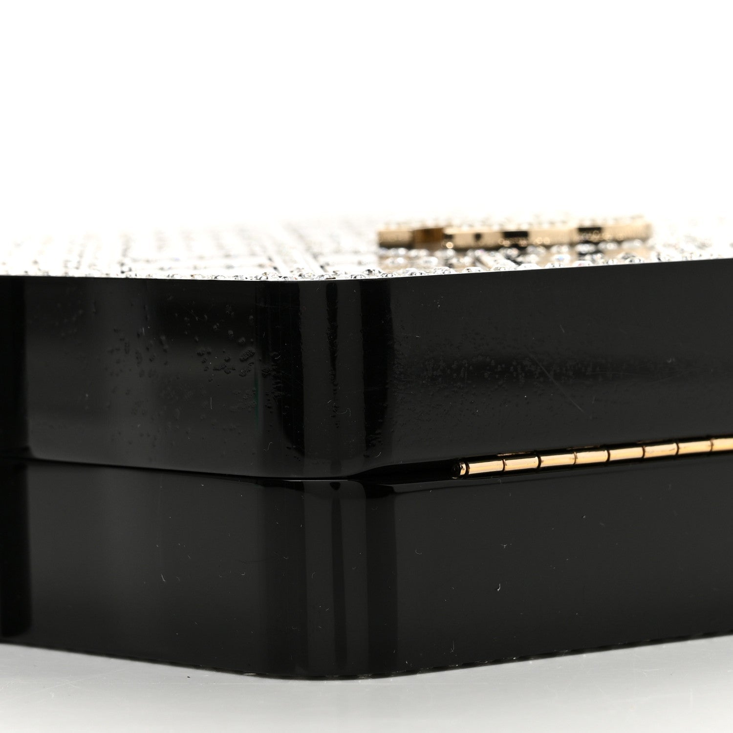 Chanel Plexiglass Crystal Quilted Minaudiere Clutch Black White