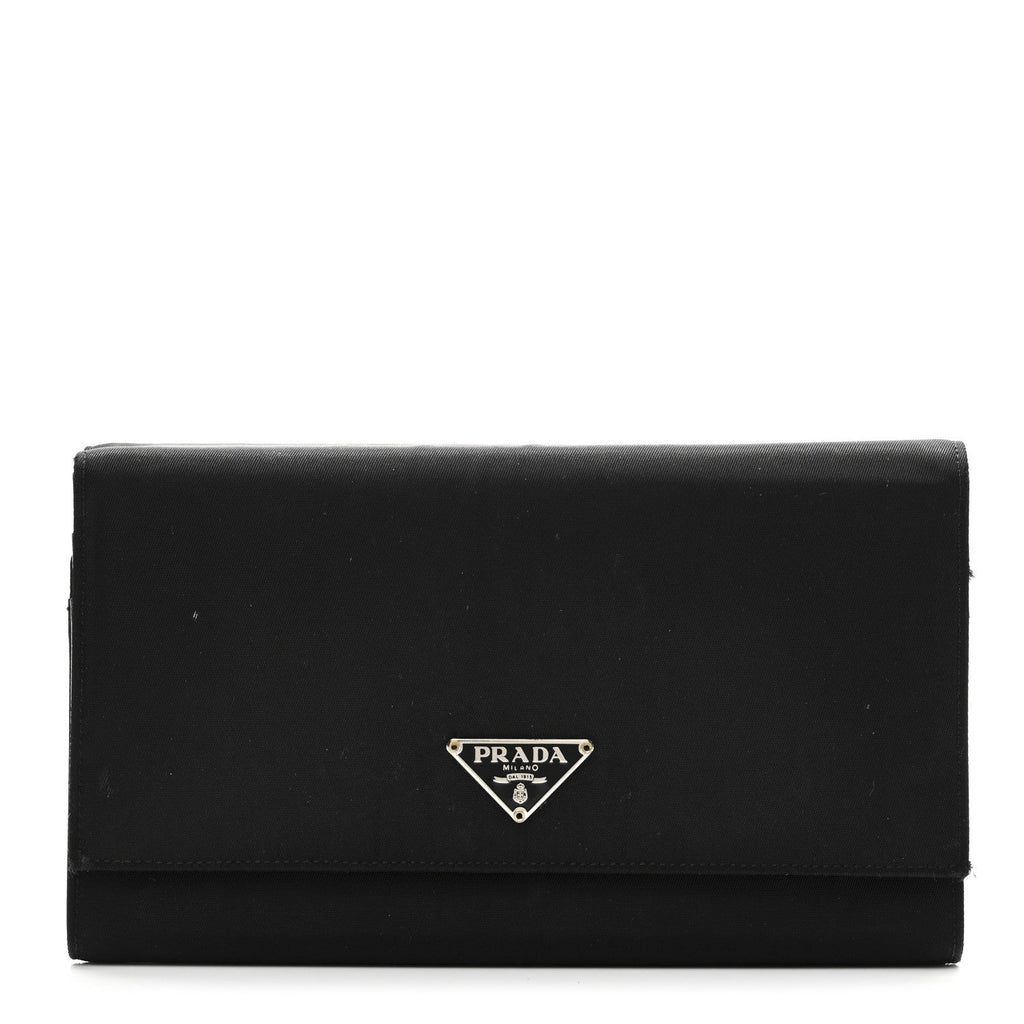 Prada Tessuto Nylon Continental Flap Wallet Black