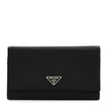 Prada Tessuto Nylon Continental Flap Wallet Black