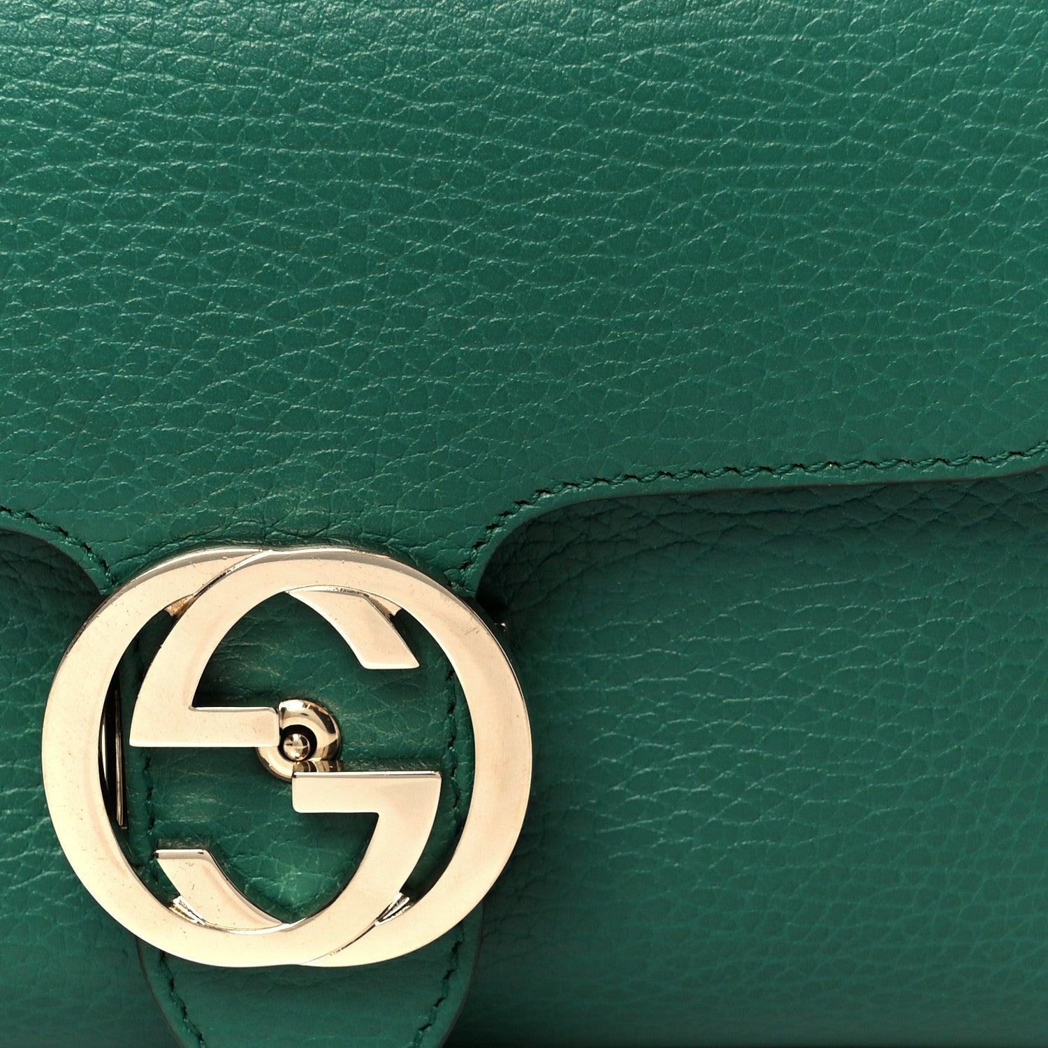 Gucci Dollar Calfskin Interlocking G Crossbody Bag Emerald