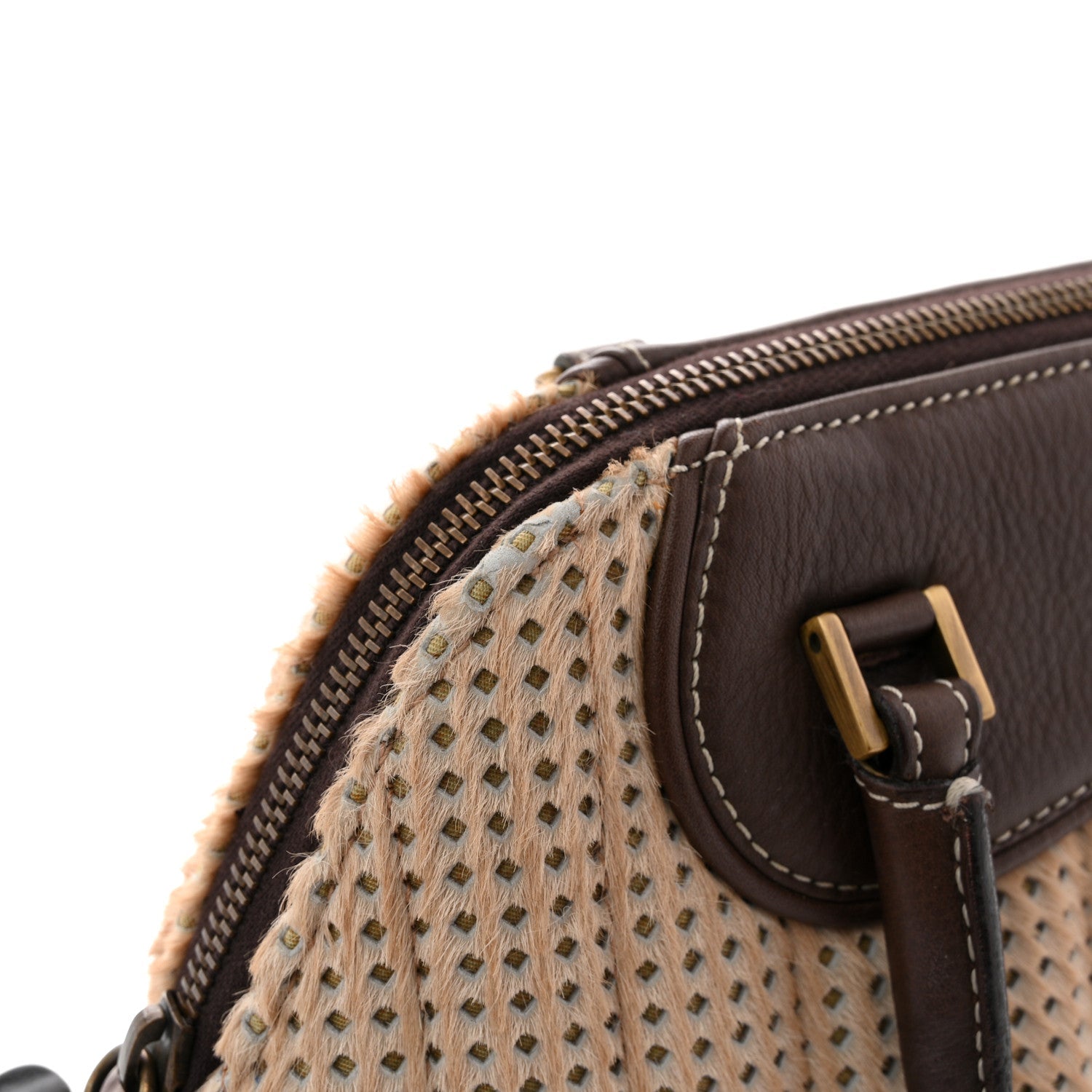 Christian Dior Pony Hair Calfskin Cadillac Tote Brown