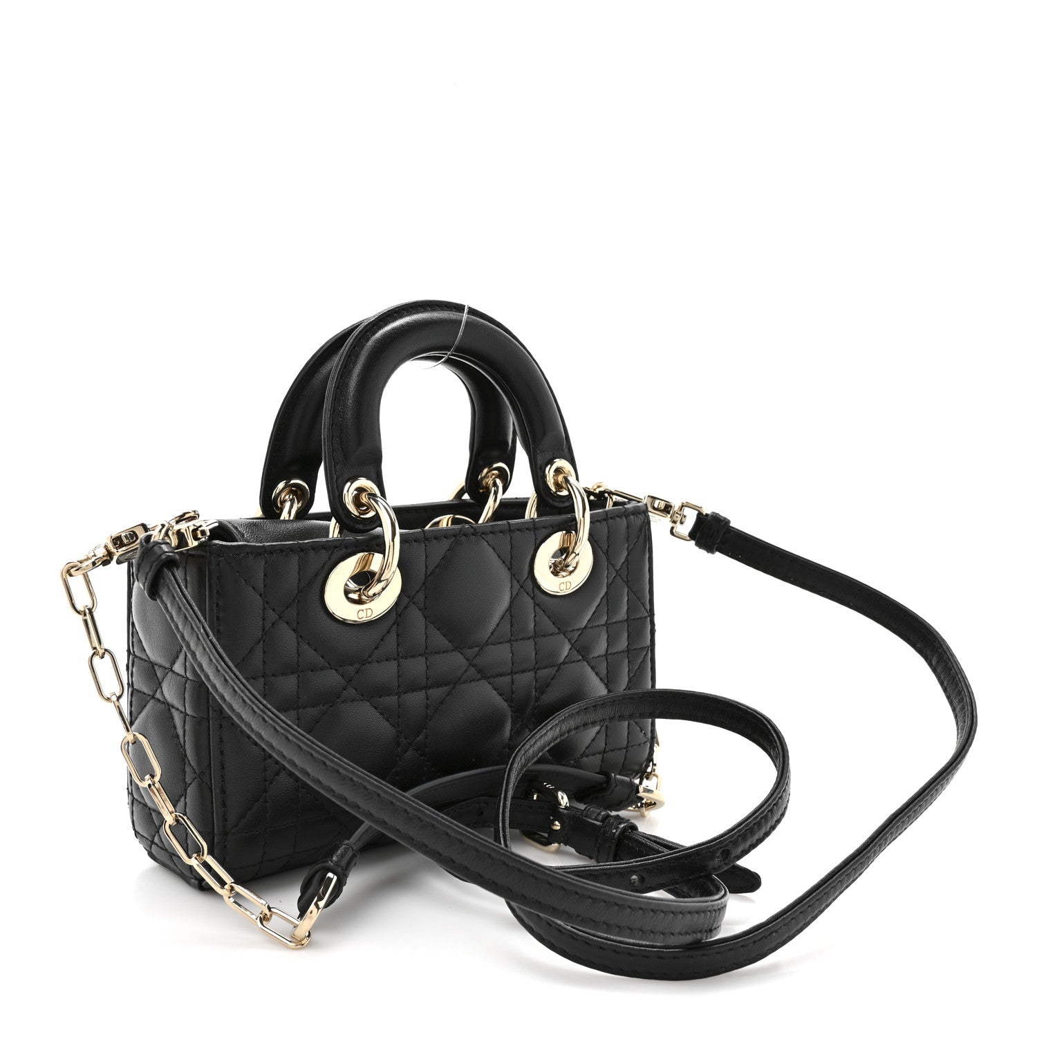 Christian Dior Lambskin Cannage Micro Lady D-Joy Black