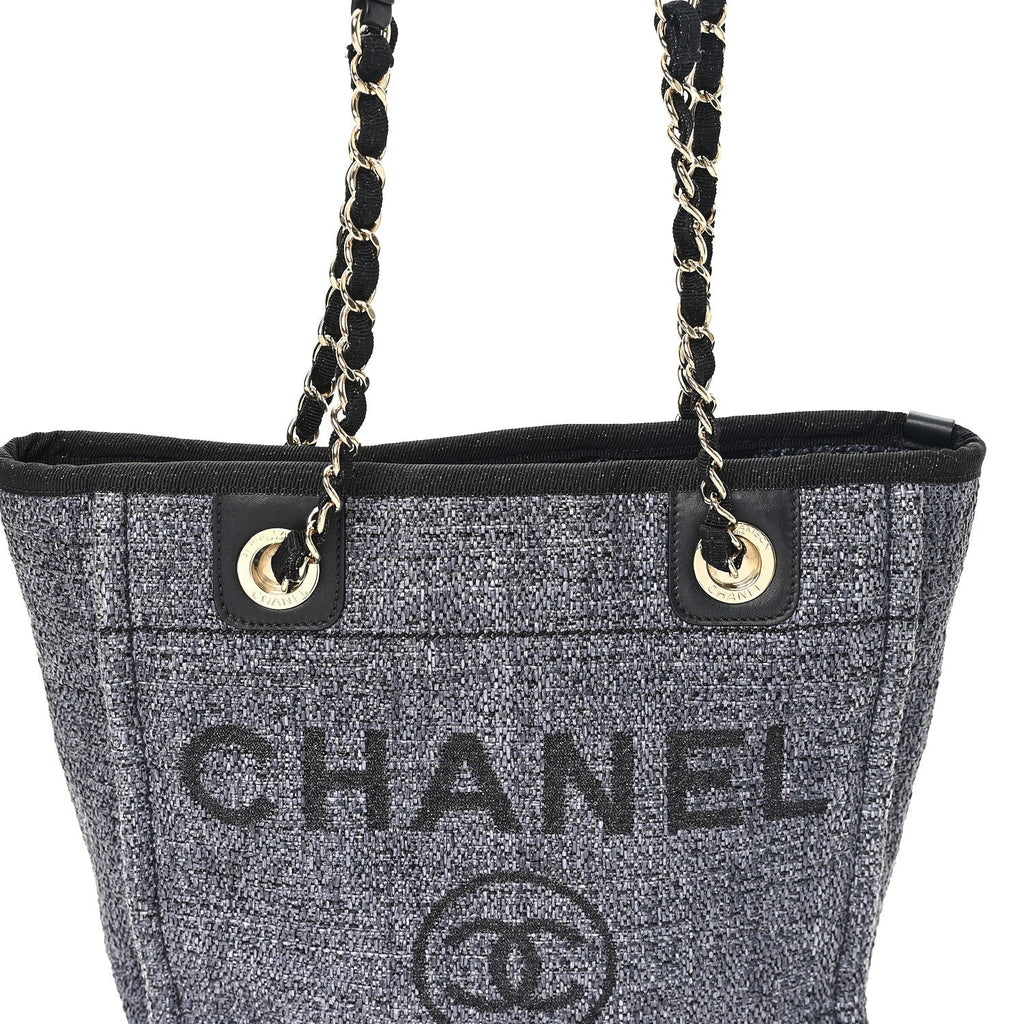 Chanel Lurex Boucle Mini Deauville Tote Black