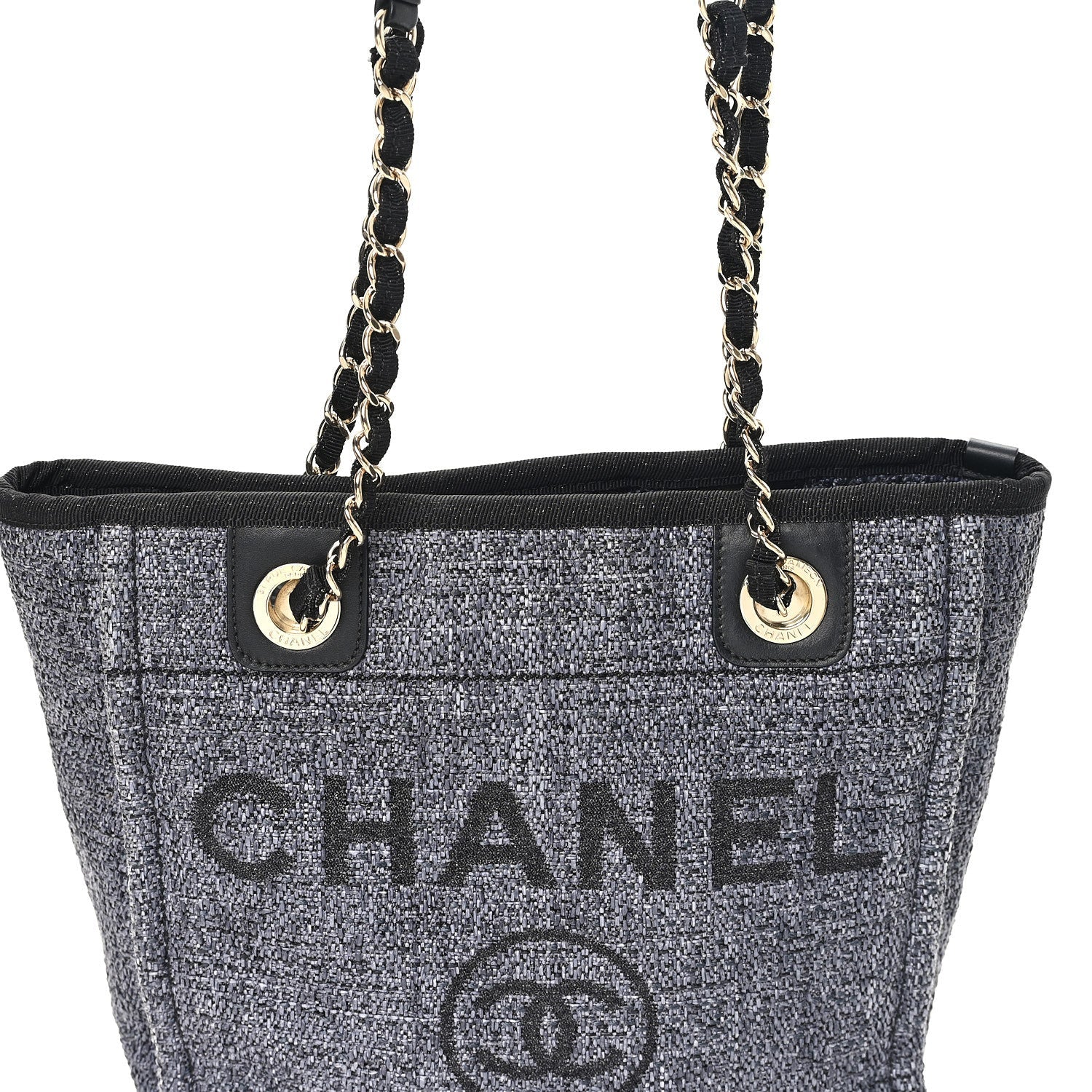 Chanel Lurex Boucle Mini Deauville Tote Black