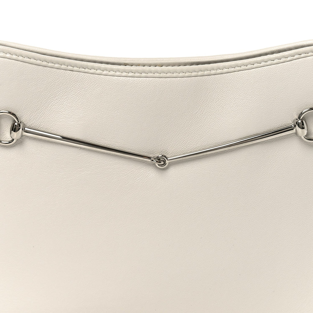 Gucci Calfskin Horsebit Slim Shoulder Bag White