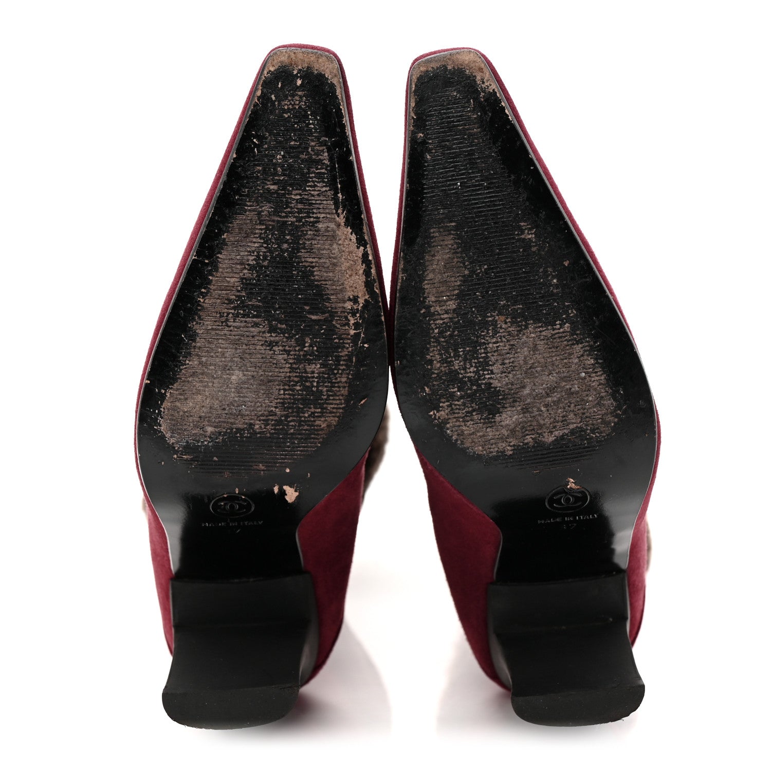 Chanel Suede Fur Fold Over Boots 37 Red