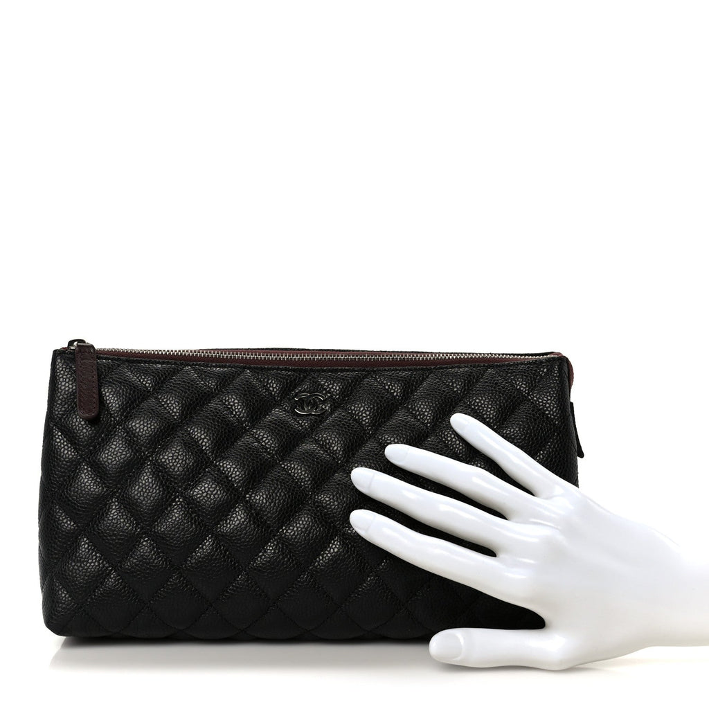 Caviar Quilted Cosmetic Case Black