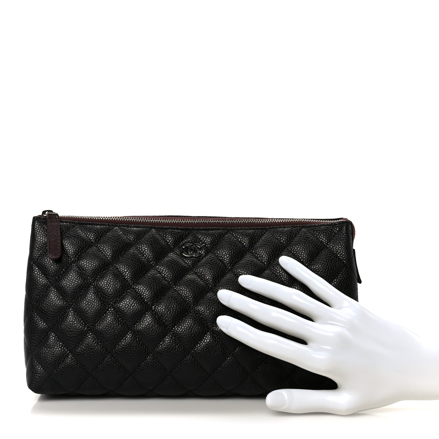 Caviar Quilted Cosmetic Case Black