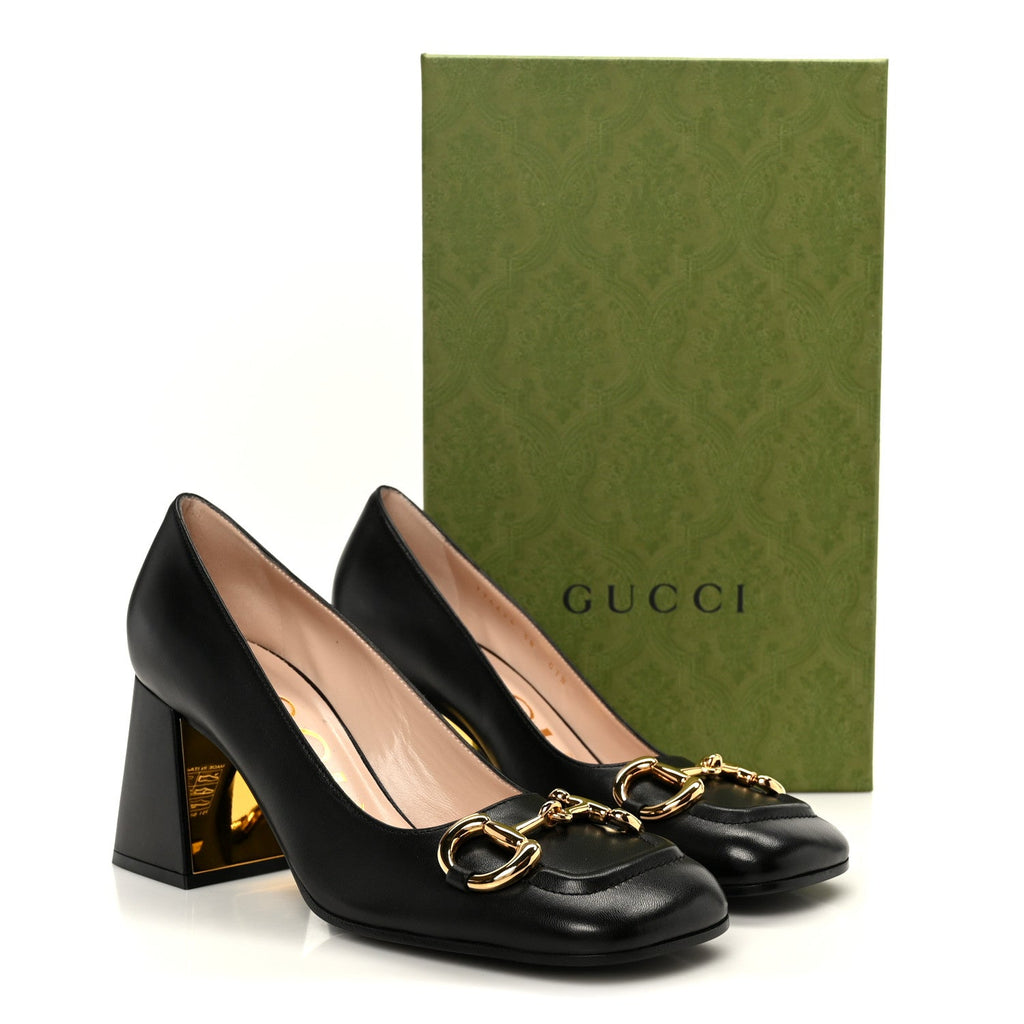 Gucci Malaga Kid Horsebit 75mm Pumps 38 Black